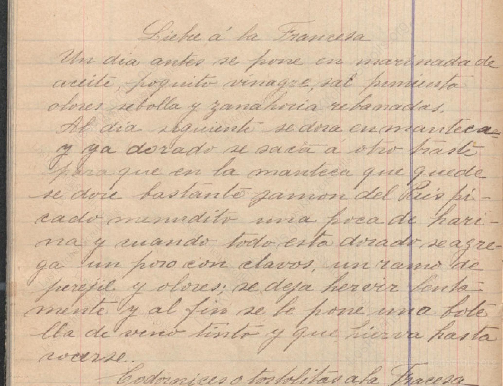 Historical recipe for Liebre A La Francesa
