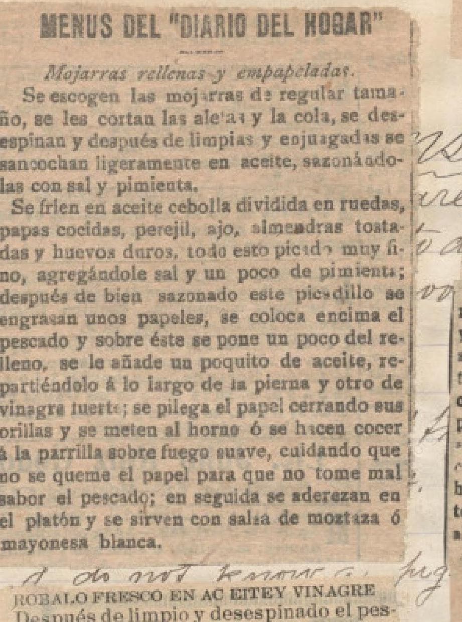 Historical recipe for Mojarras Rellenas Y Empapeladas