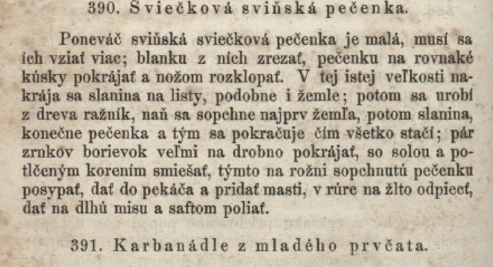 Historical recipe for Sviečková Sviňská Pečenka