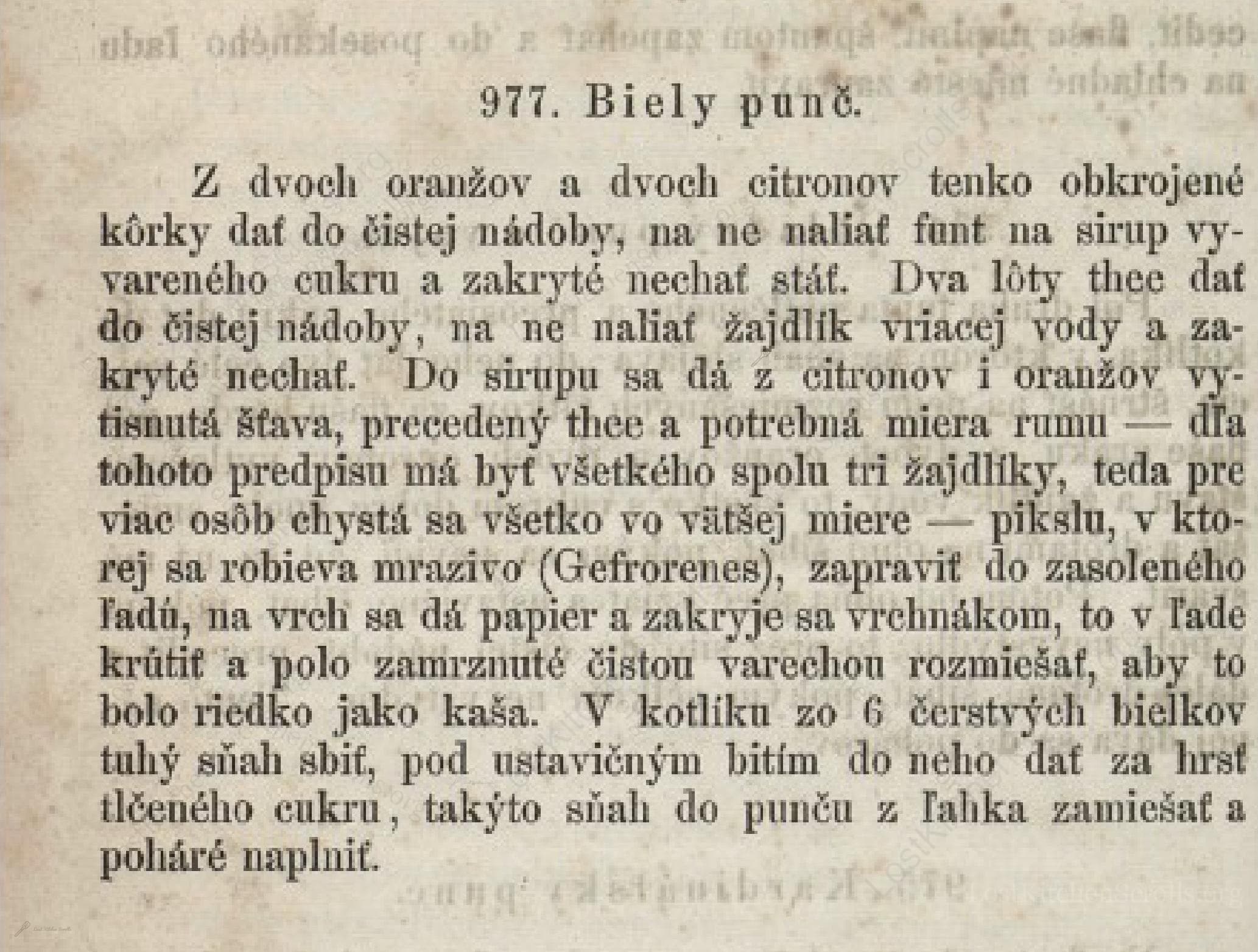 Historical recipe for Biely Punč