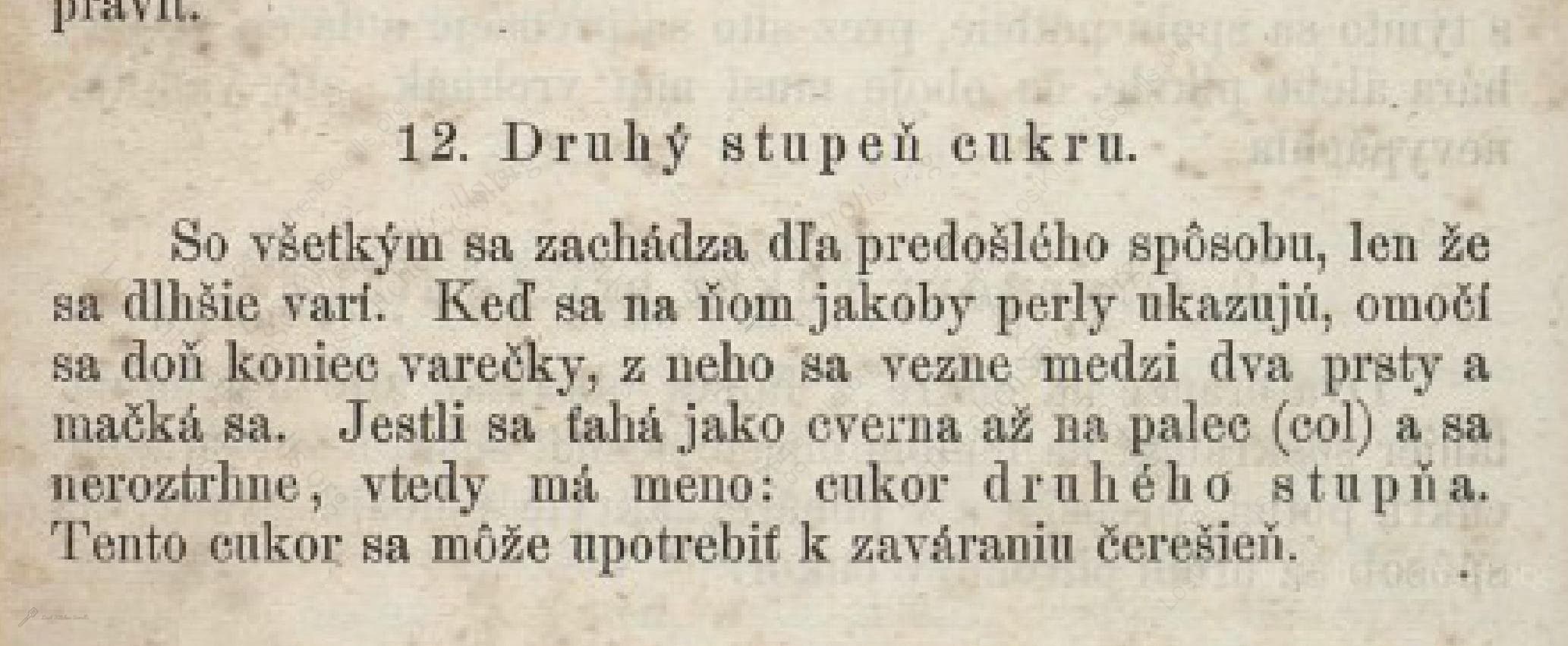 Historical recipe for Druhý Stupeň Cukru