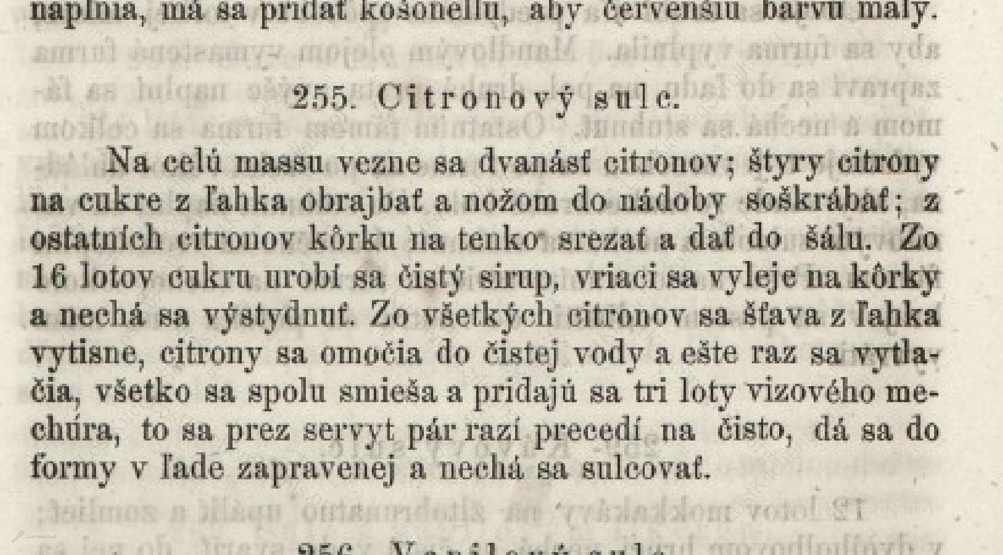 Historical recipe for Citronový Sulc