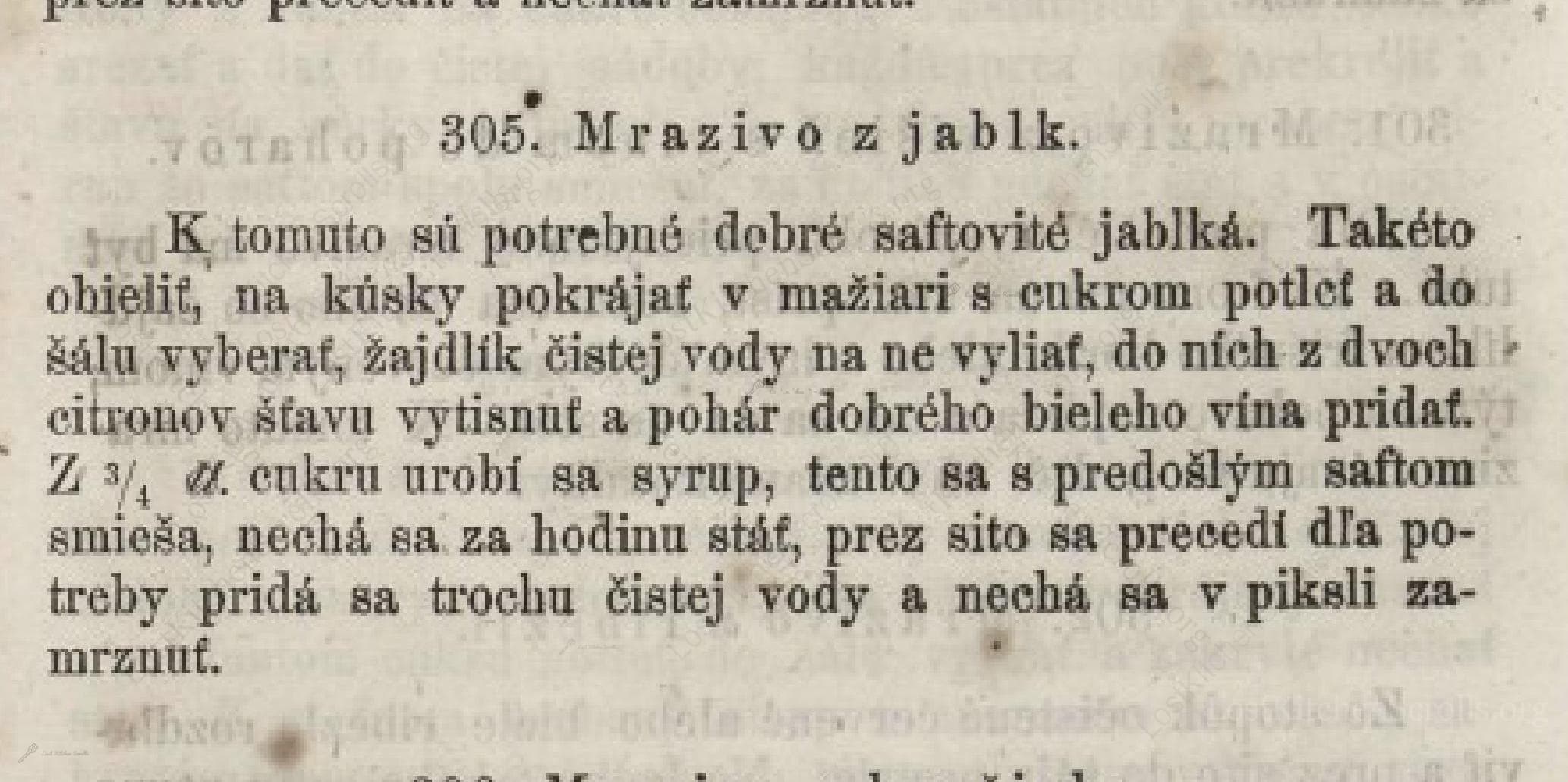 Historical recipe for Mrazivo Z Jablk