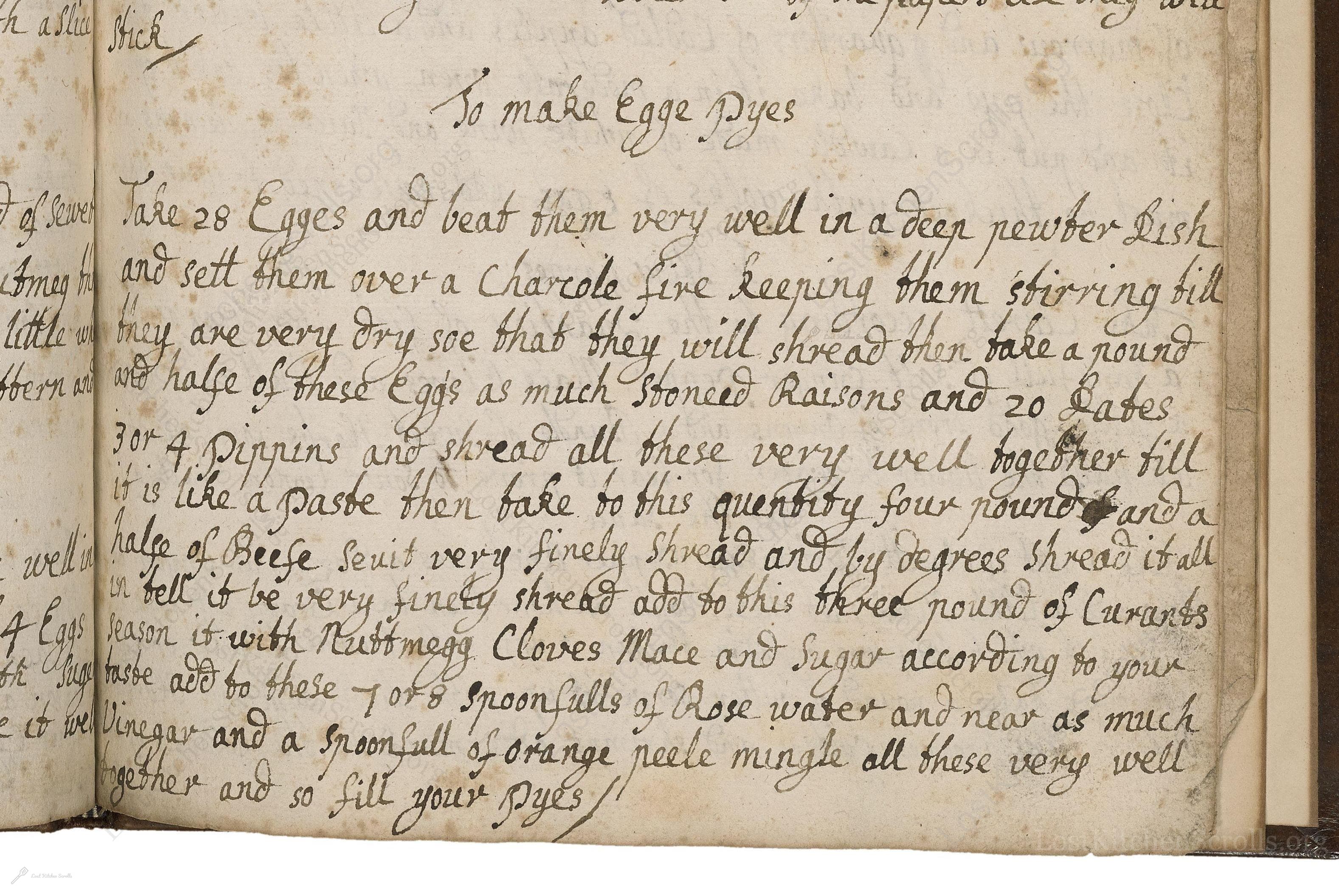 Historical recipe for To Make Egge Pyes