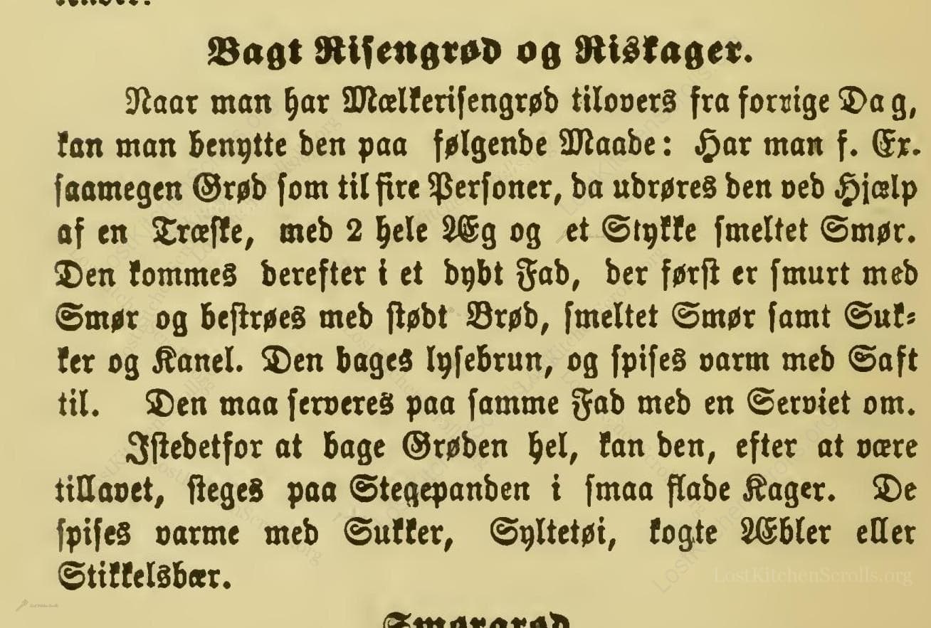 Bagt Risengrød Og Riskager