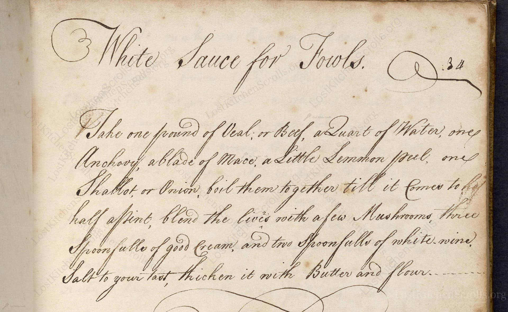 White Sauce For Fowls