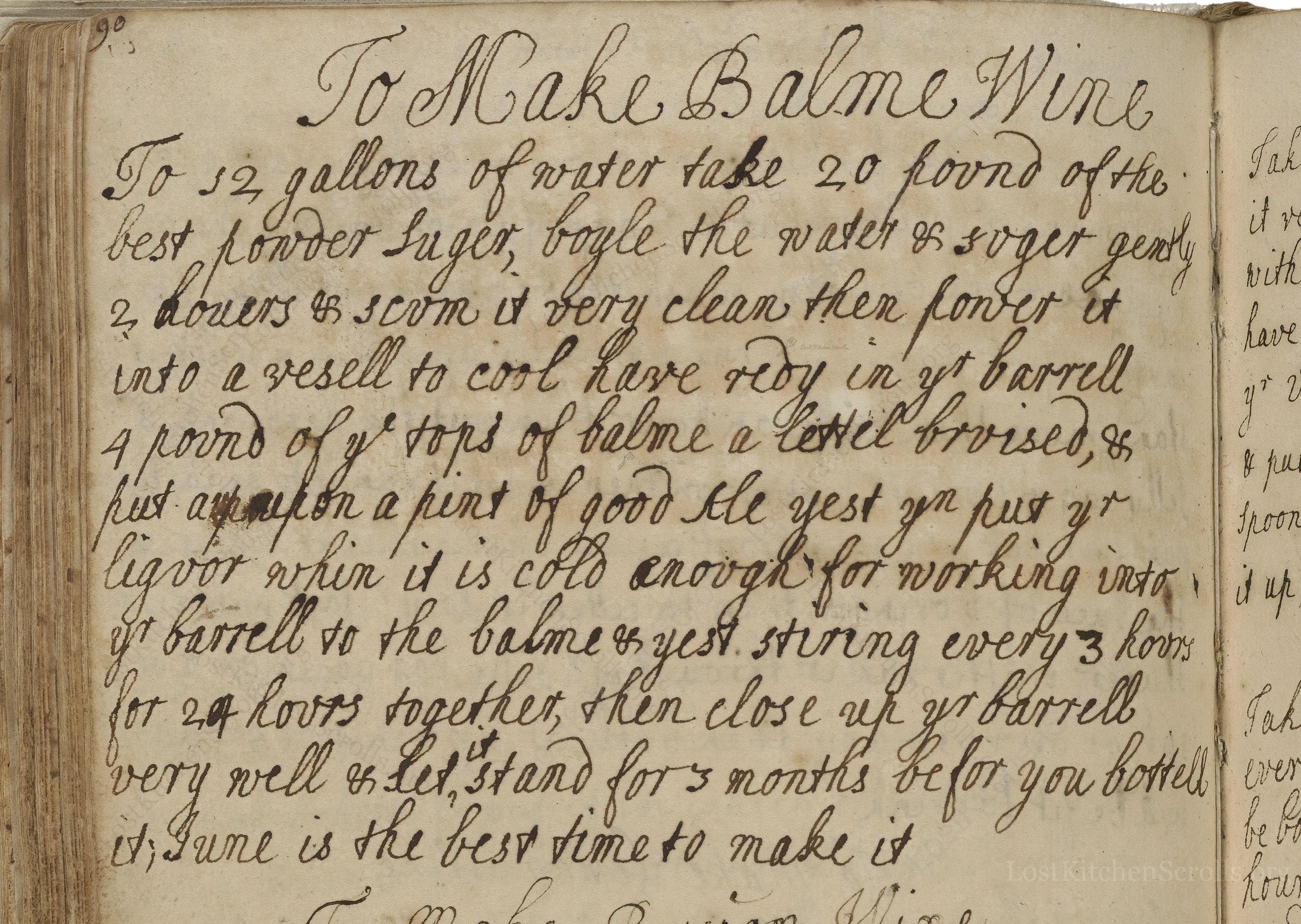 Historical recipe for To Make Balme Wine