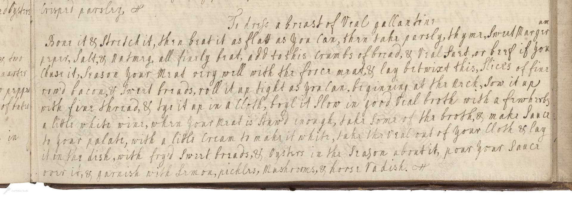 To Dress A Breast Of Veal Gallantine