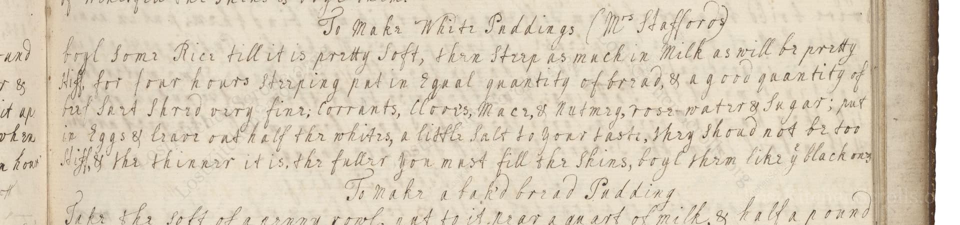 To Make White Puddings (Mrs Stafford)