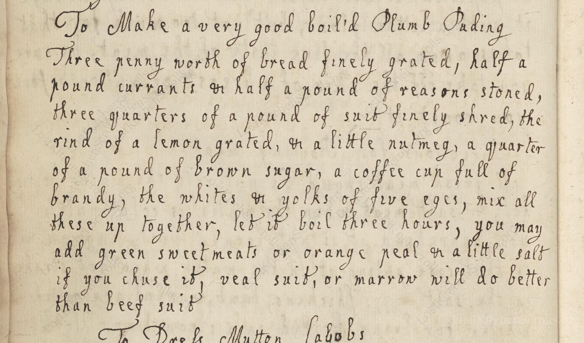 To Make A Very Good Boil'D Plumb Puding