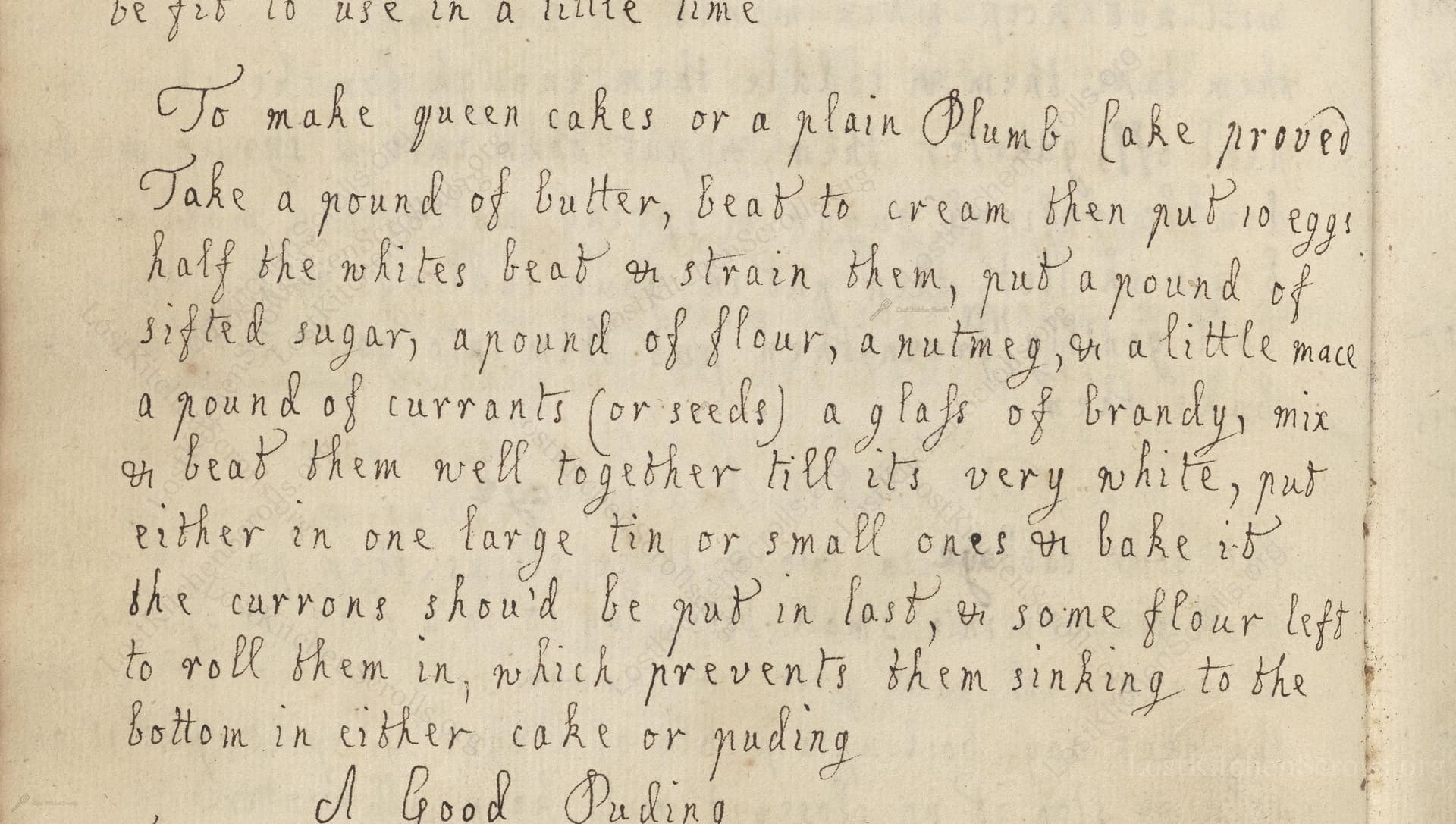 To Make Queen Cakes Or A Plain Plumb Cake Proved