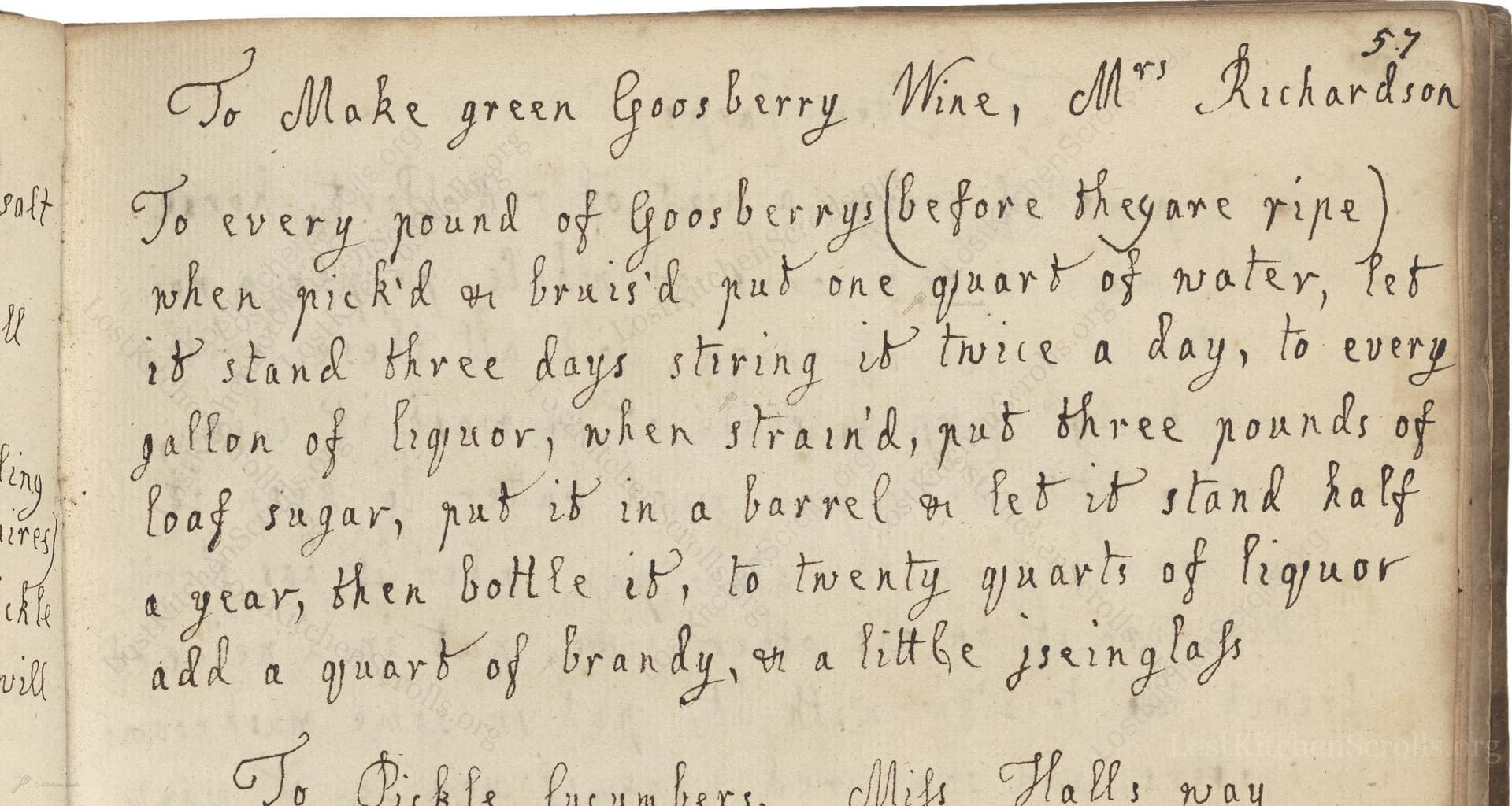 To Make Green Goosberry Wine, Mrs Richardson