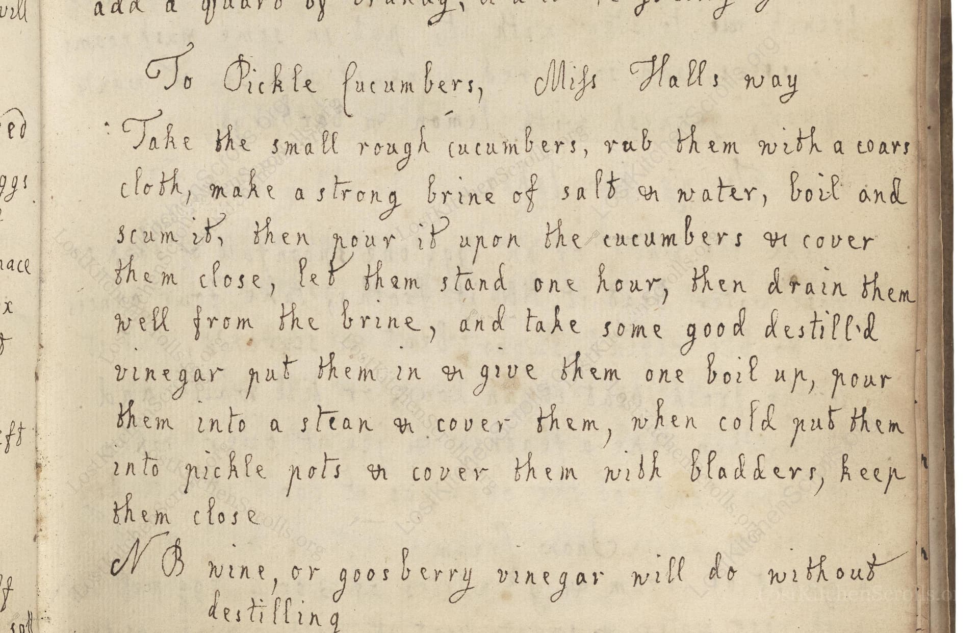 To Pickle Cucumbers, Miss Halls Way