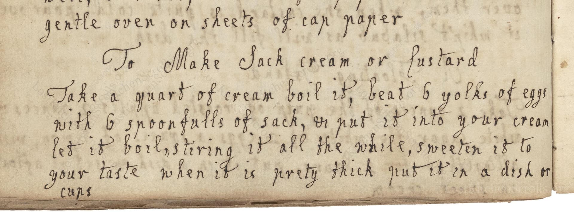 To Make Sack Cream Or Custard