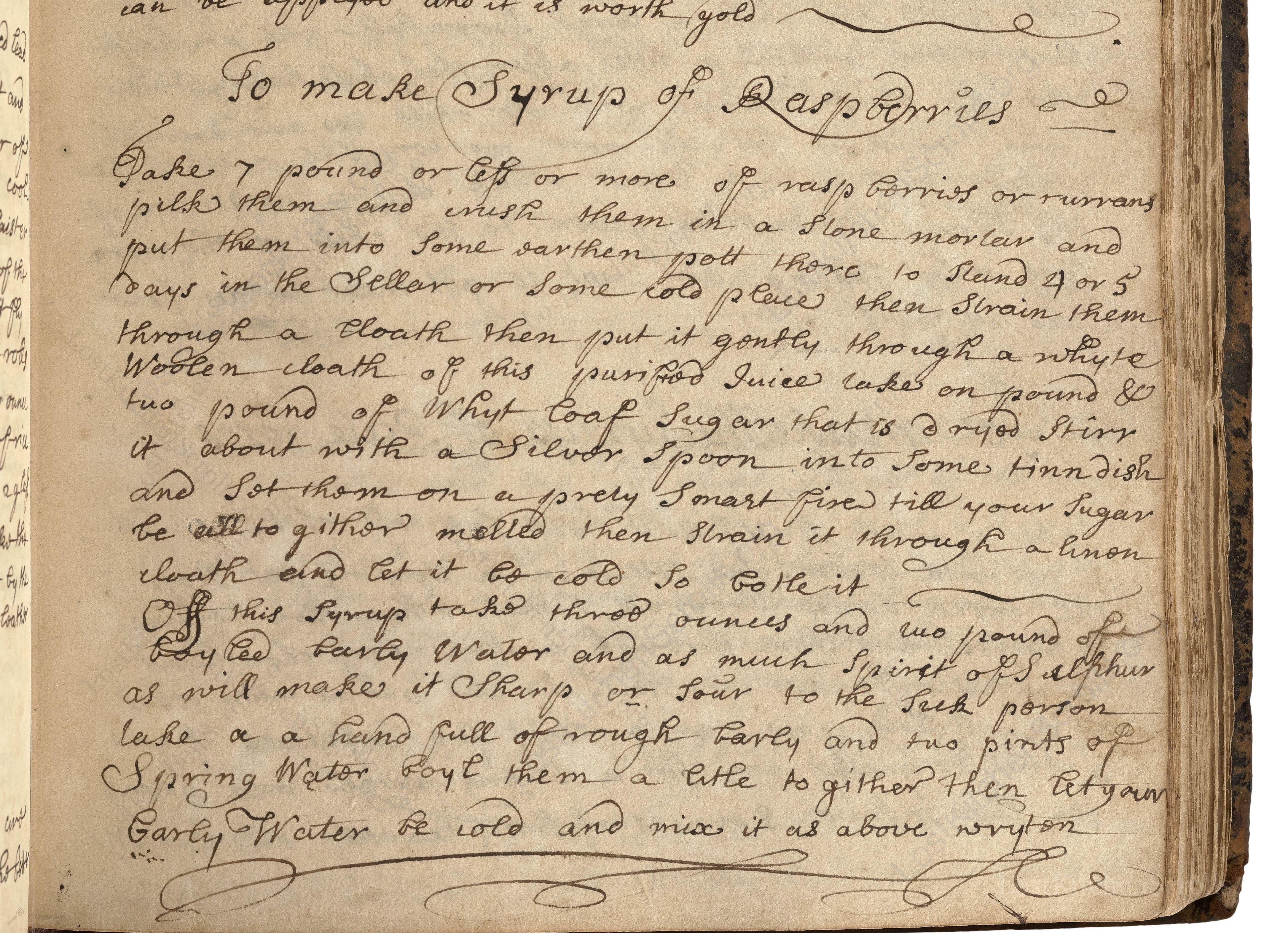 Historical recipe for To Make Syrup Of Raspberries