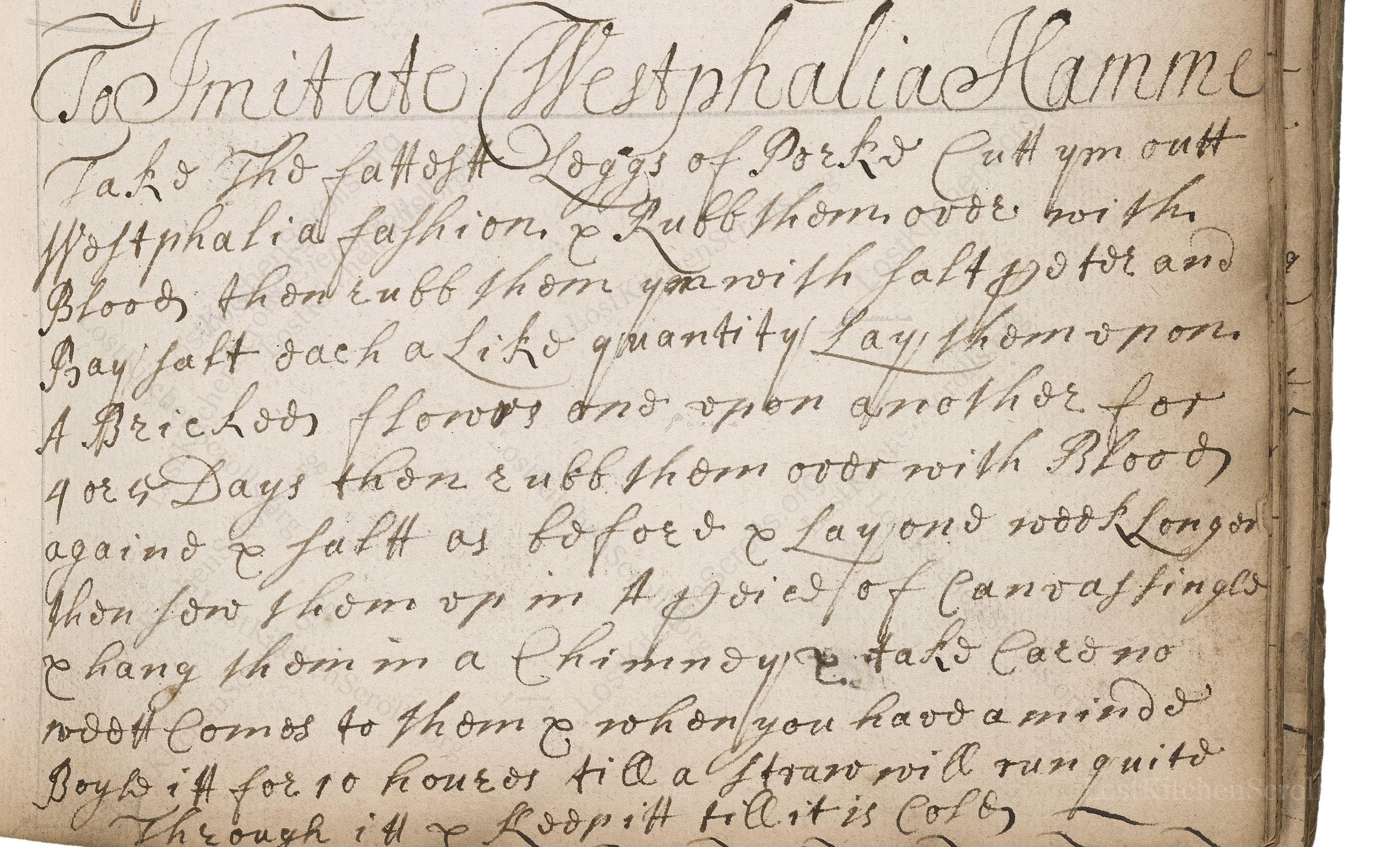 Historical recipe for To Imitate Westphalia Hamme