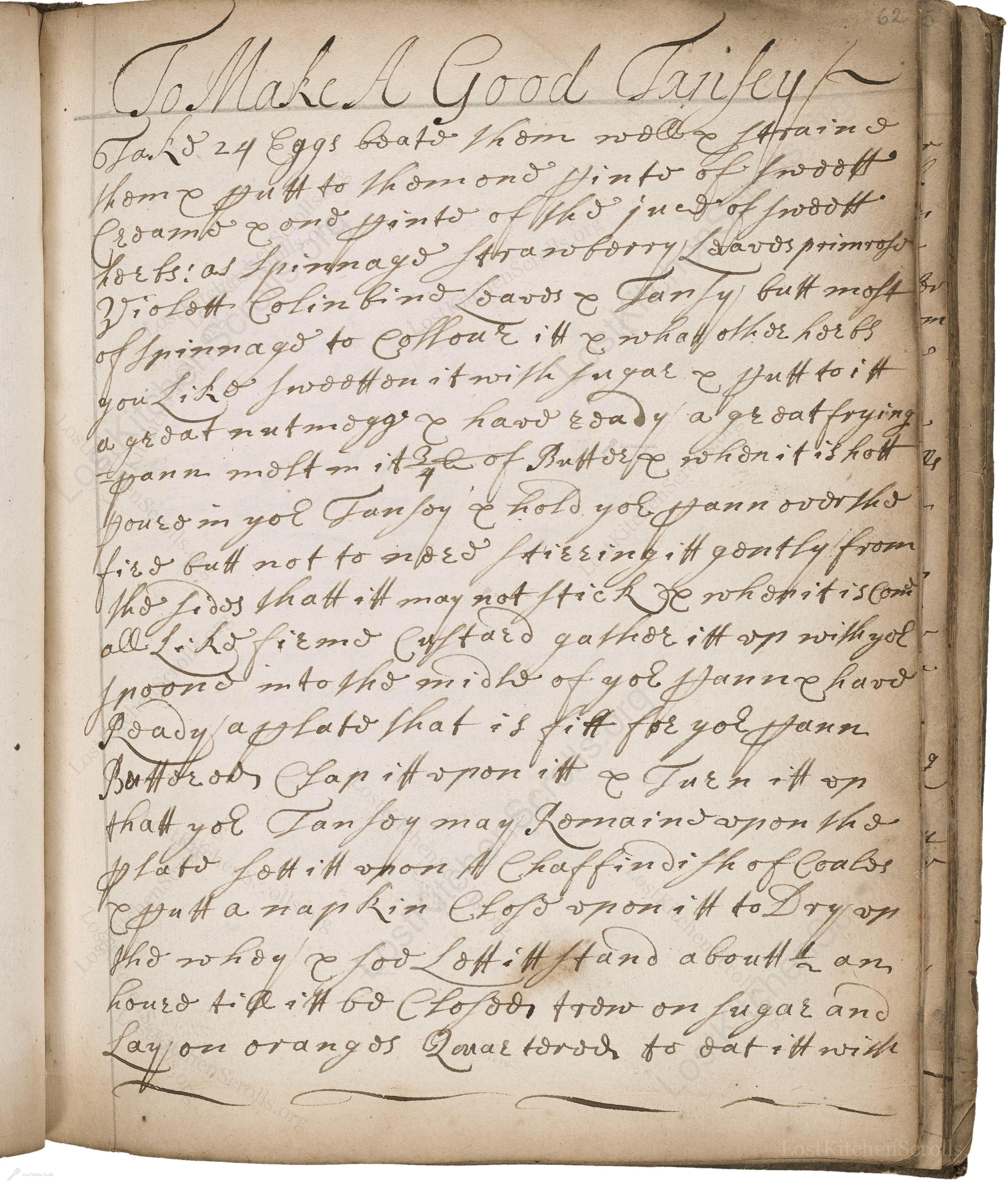 Historical recipe for To Make A Good Tansey