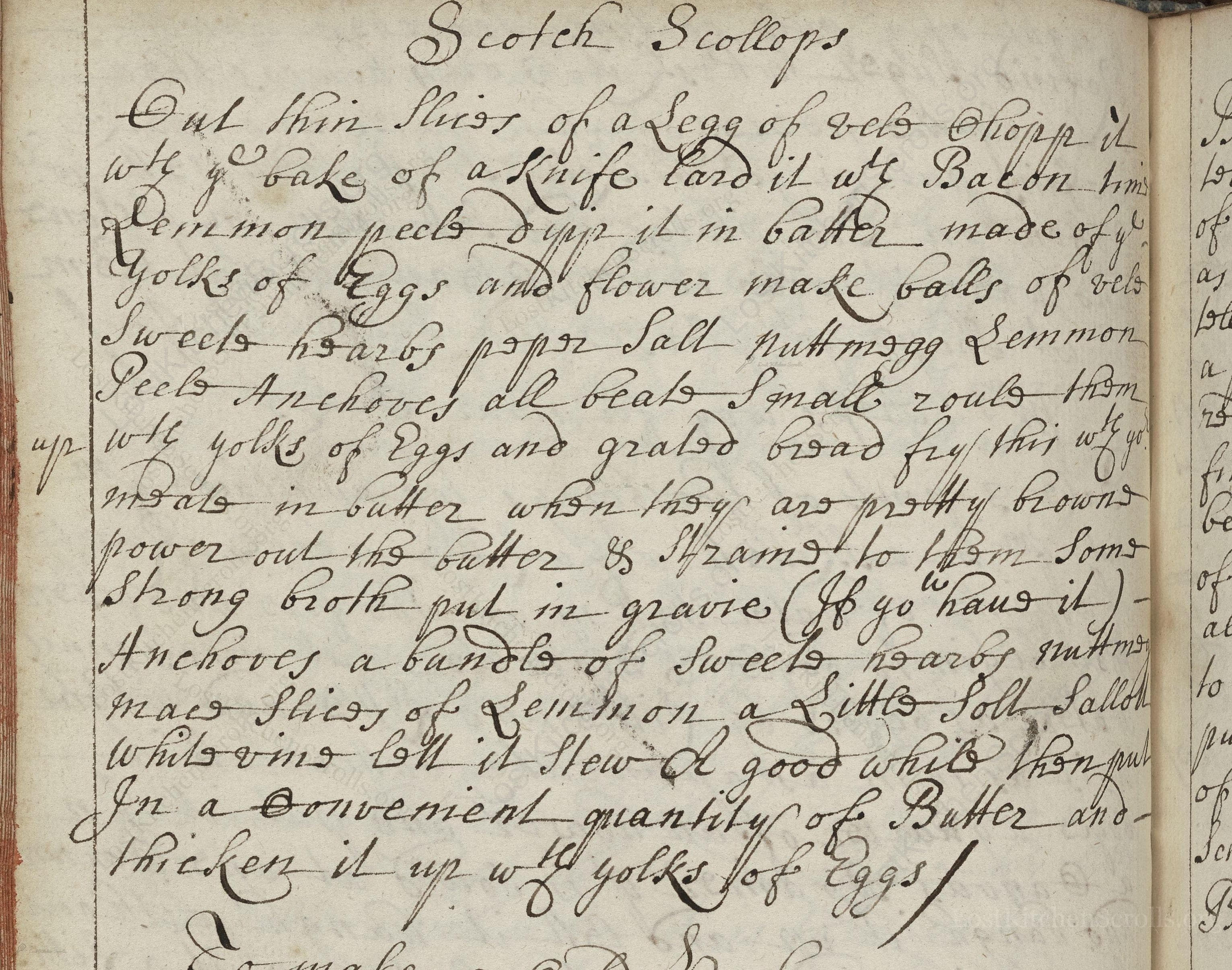 Historical recipe for Scotch Scallops