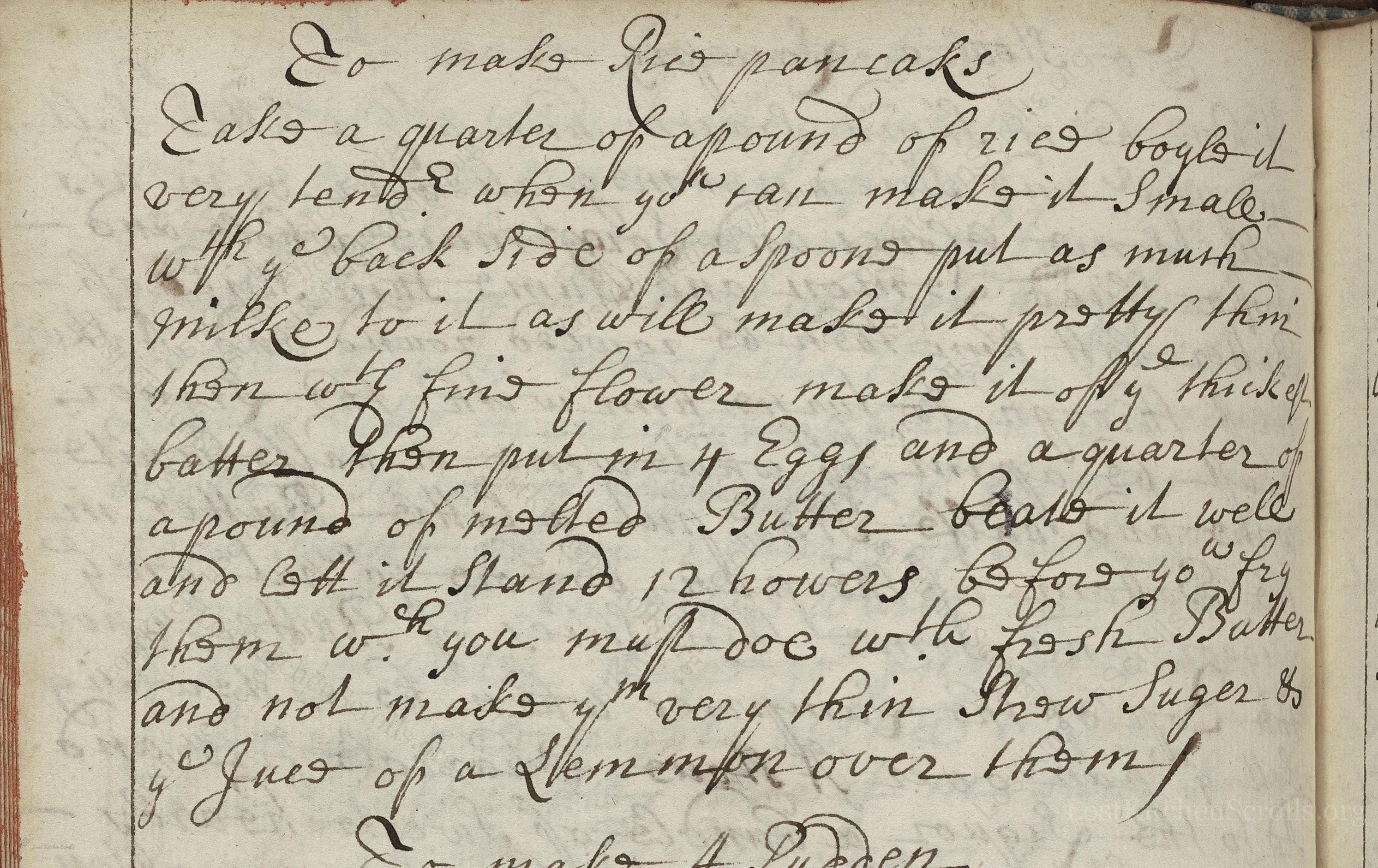 Historical recipe for To Make Rice Pancakes