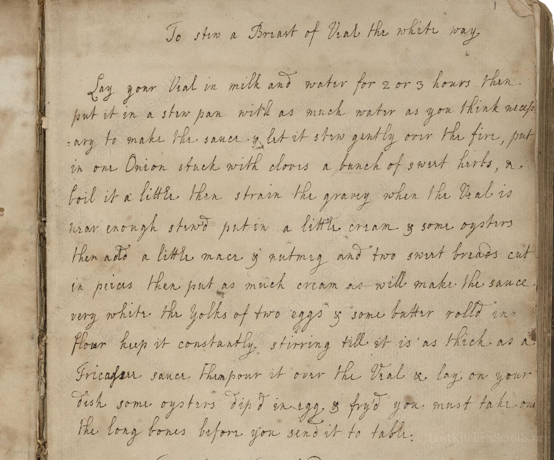 To Stew A Breast Of Veal The White Way