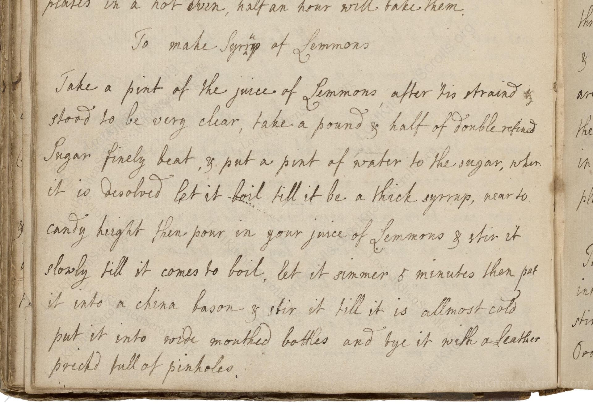 To Make Syrrup Of Lemmons