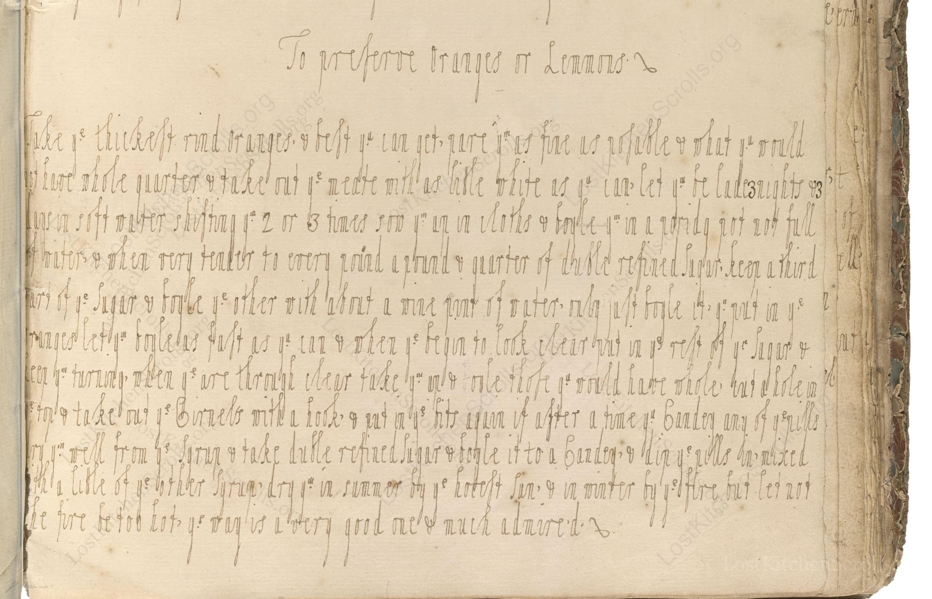 To Preserve Oranges Or Lemmons