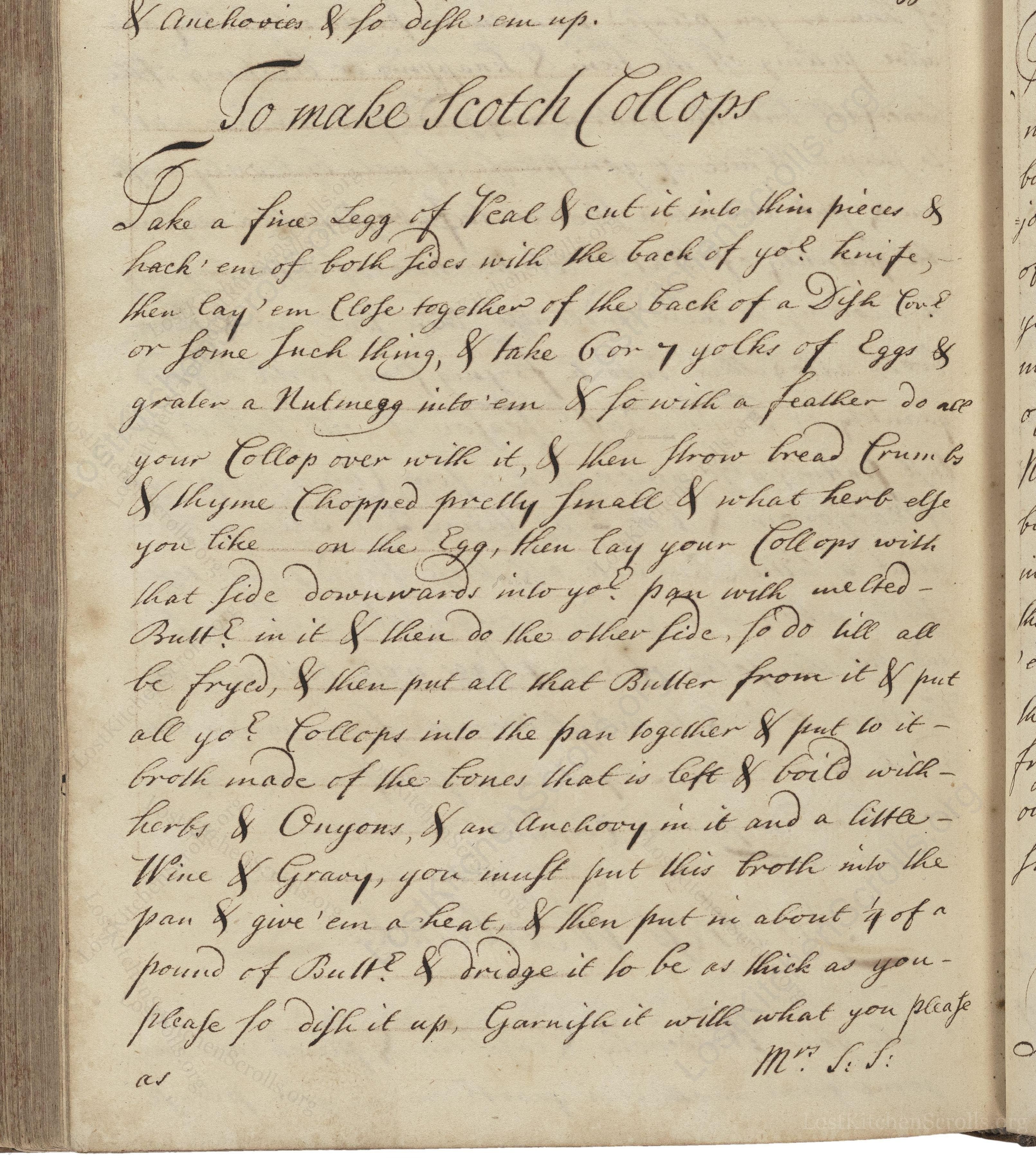 Historical recipe for To Make Scotch Collops