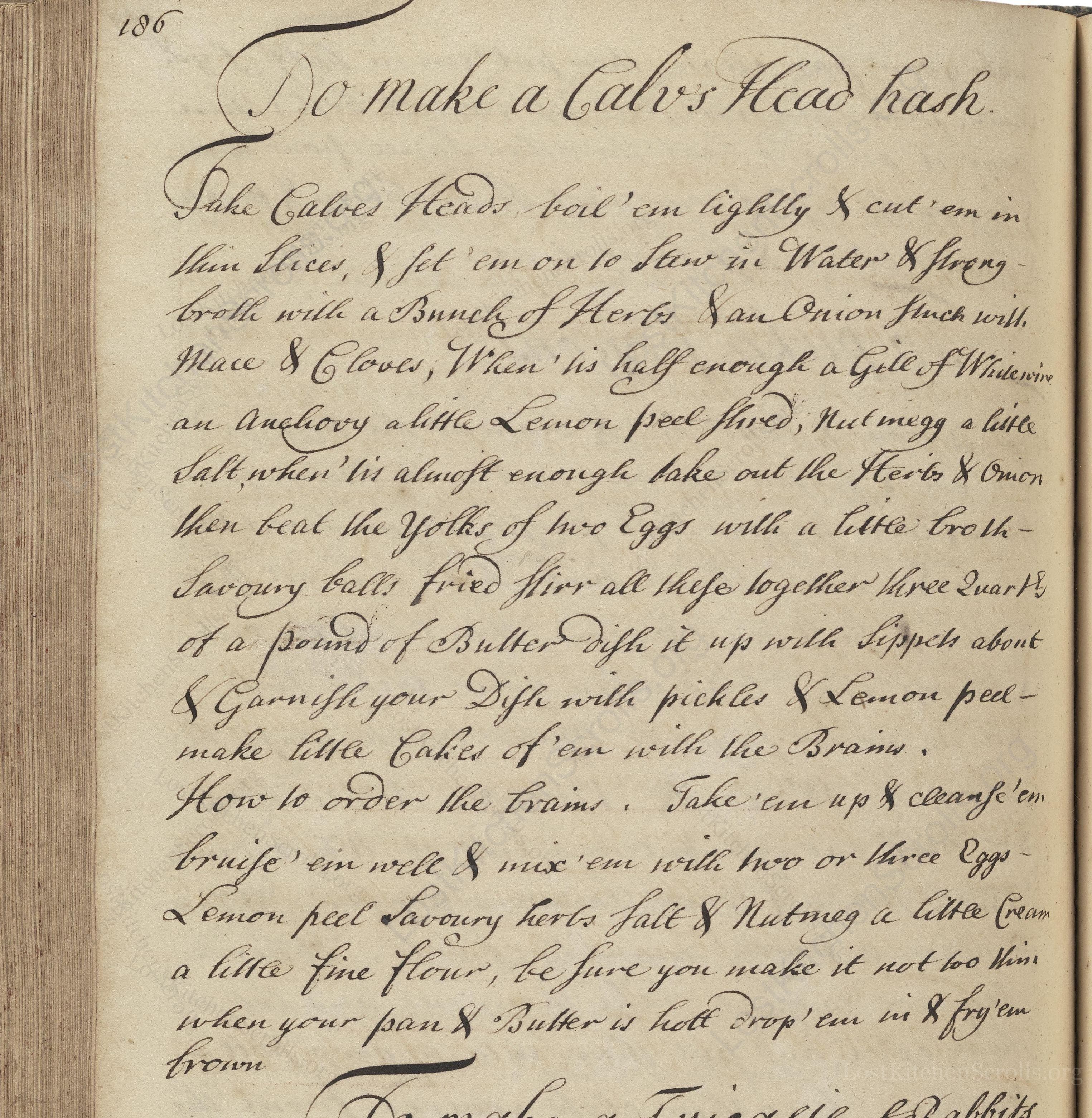 Historical recipe for To Make a Calf's Head Hash