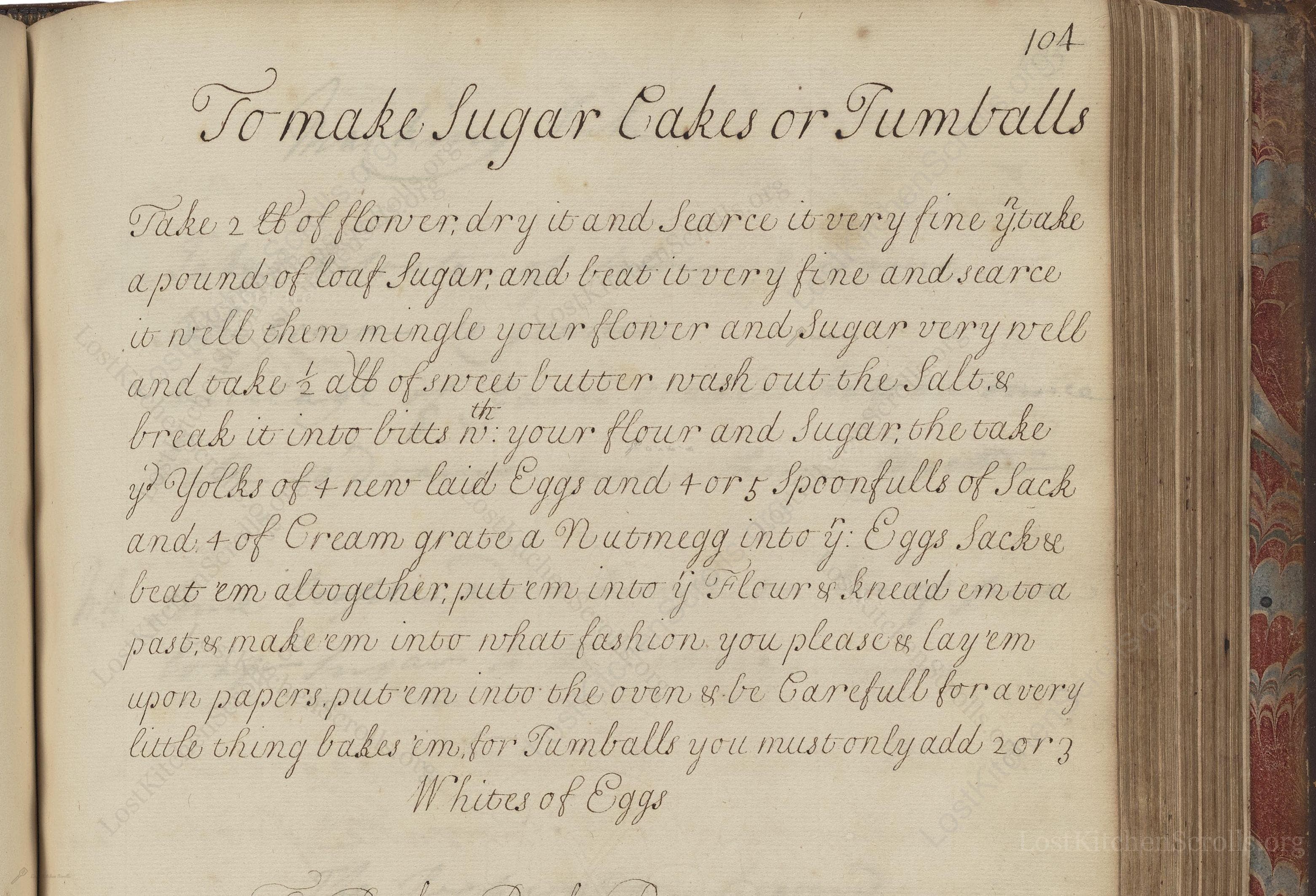 Historical recipe for To Make Sugar Cakes Or Tumballs