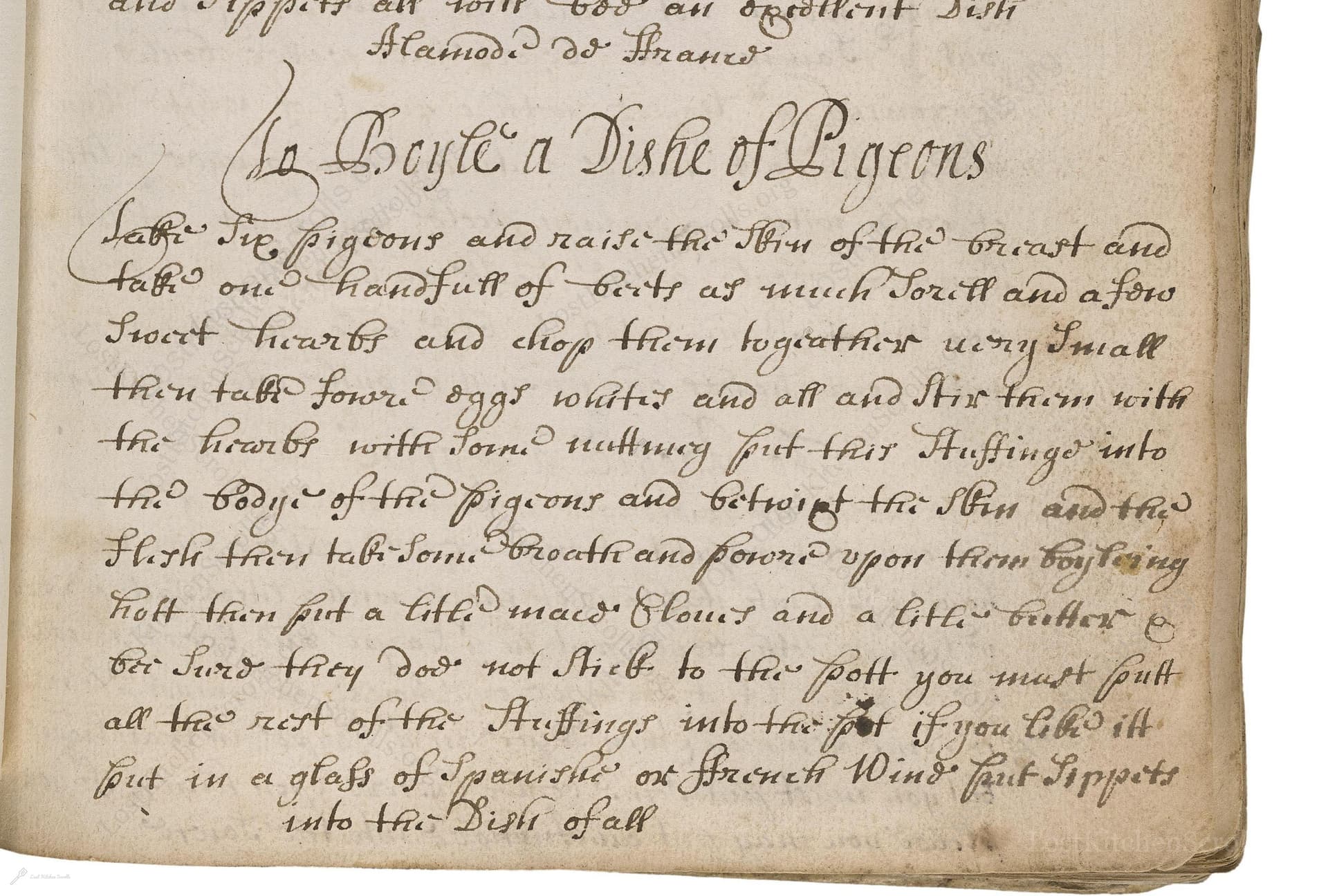 To Boyle A Dishe Of Pigeons