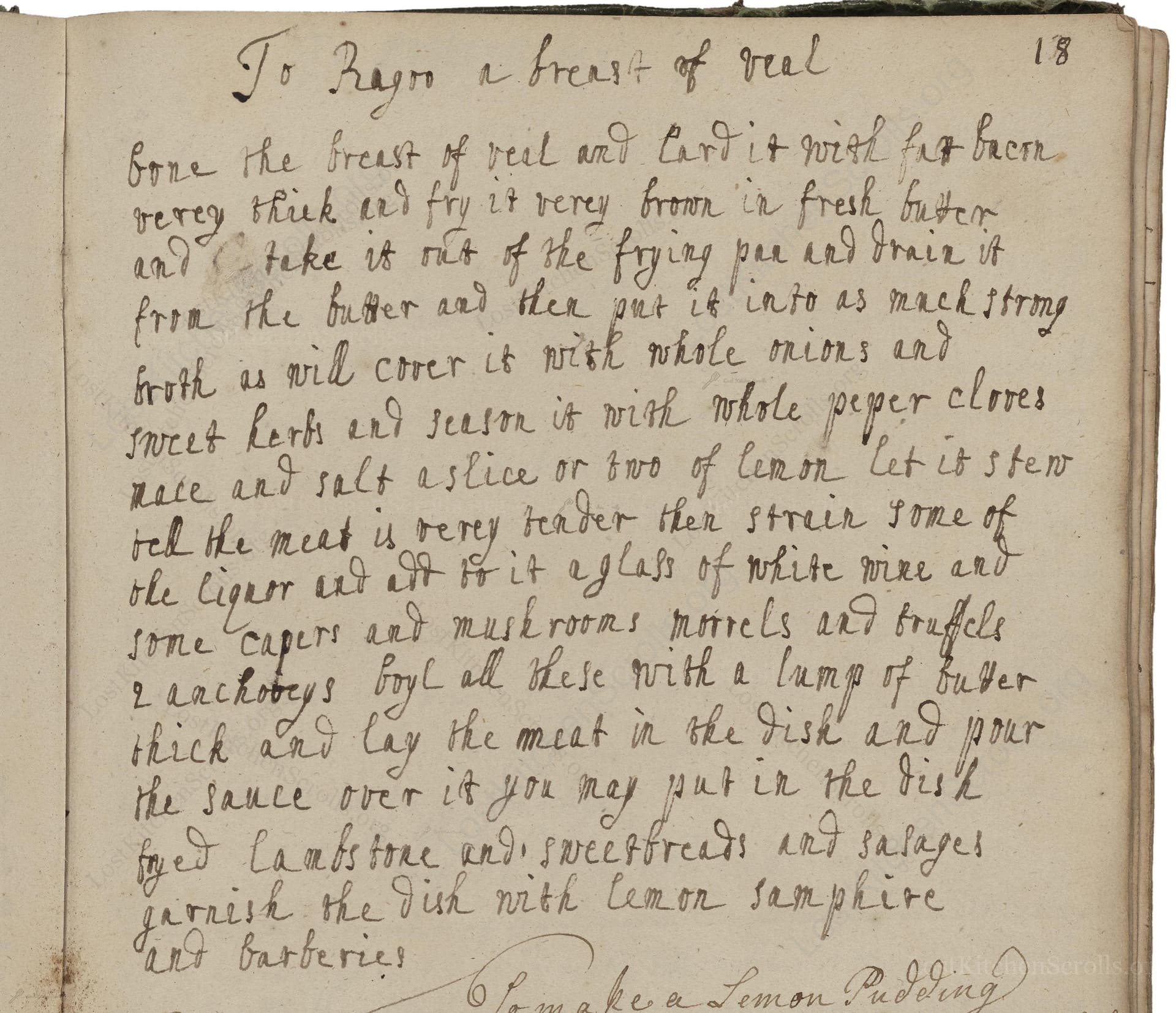 To Ragoo A Breast Of Veal
