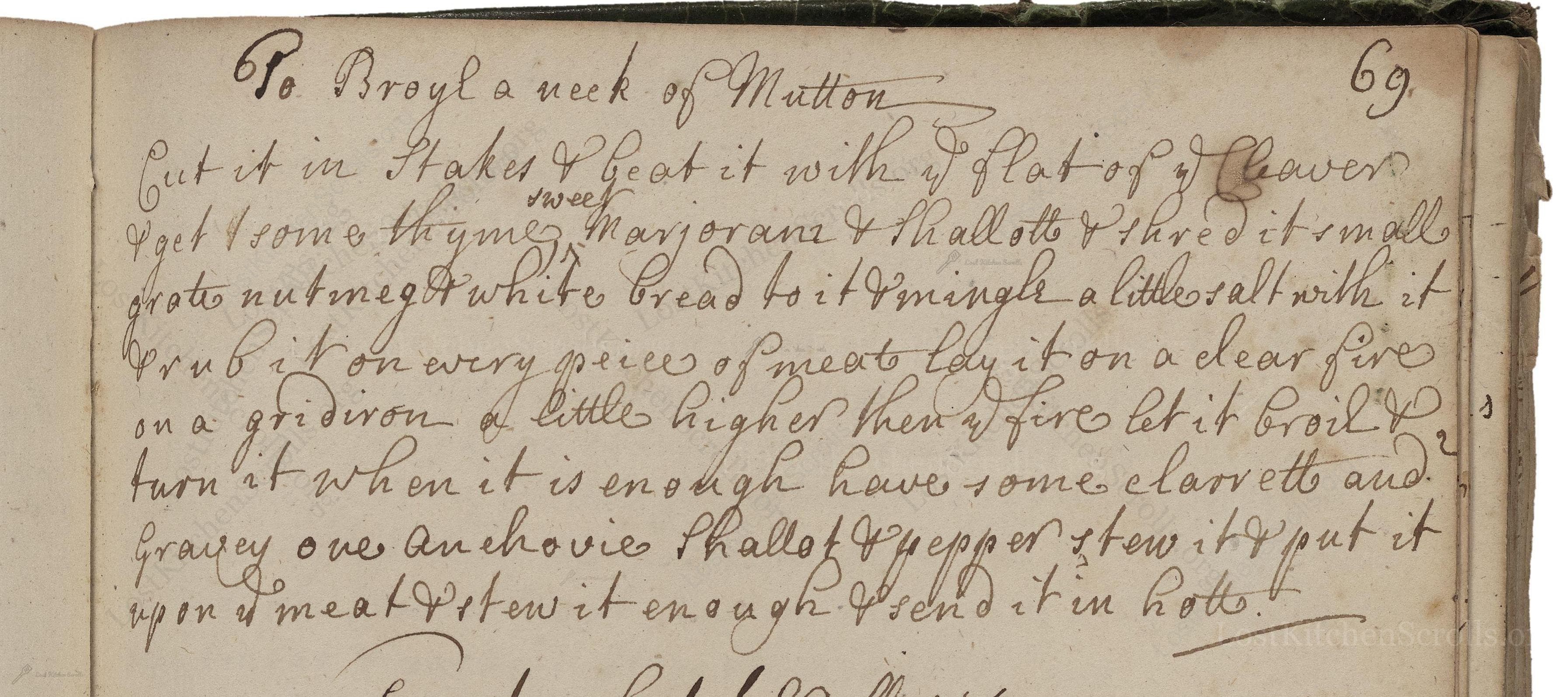 Historical recipe for To Broyl A Neck Of Mutton