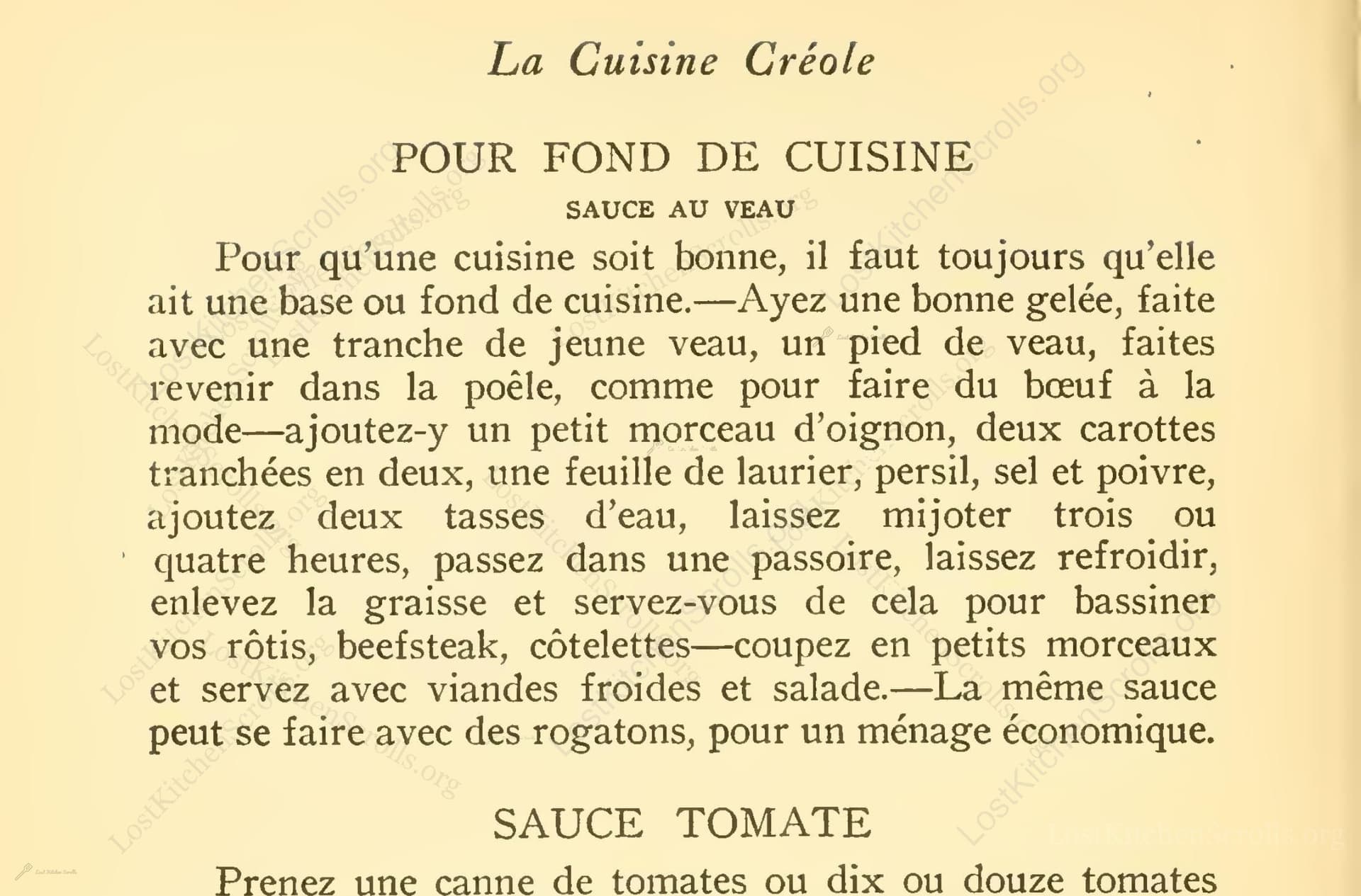 Pour Fond De Cuisine Sauce Au Veau