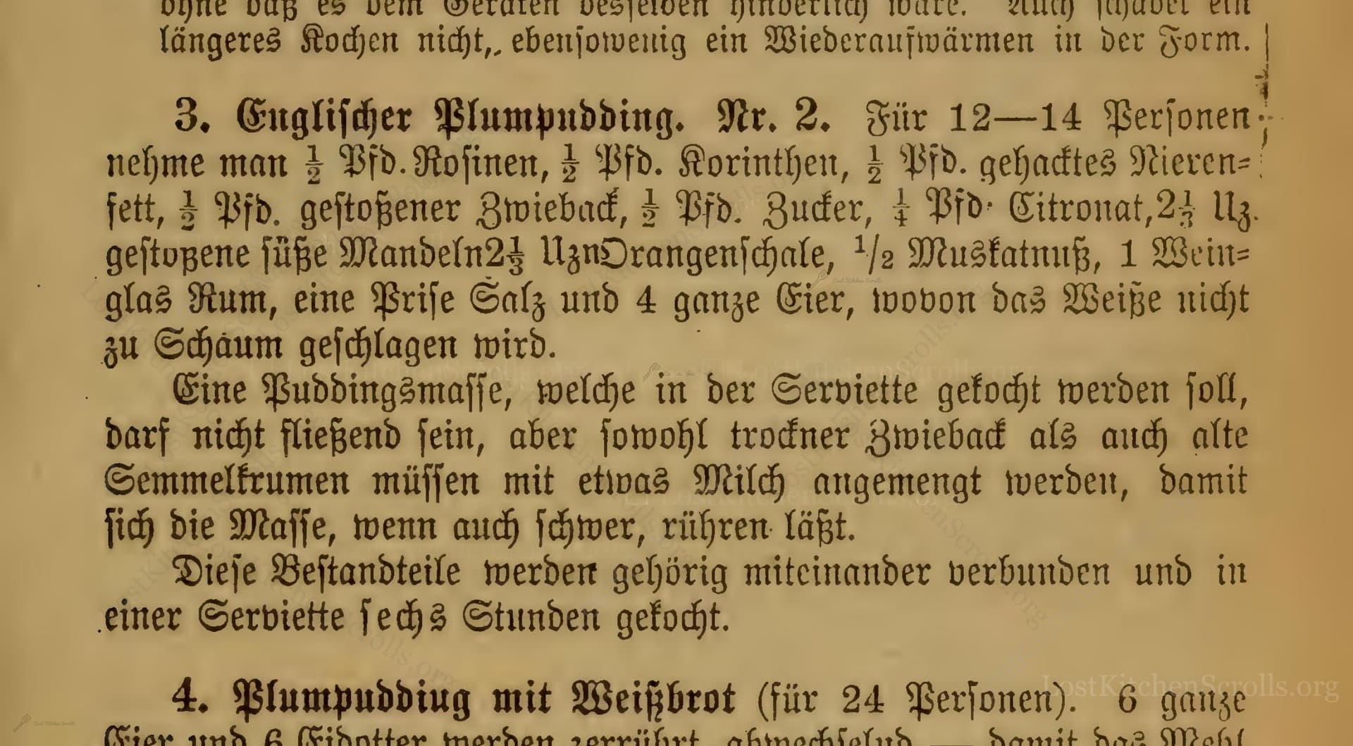 Englischer Plumpudding Nr. 2. Für 12—14 Personen