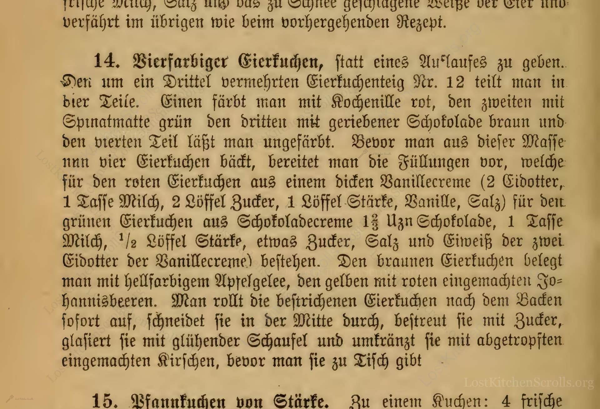 Vierfarbiger Eierkuchen, Statt Eines Auflaufes Zu Geben
