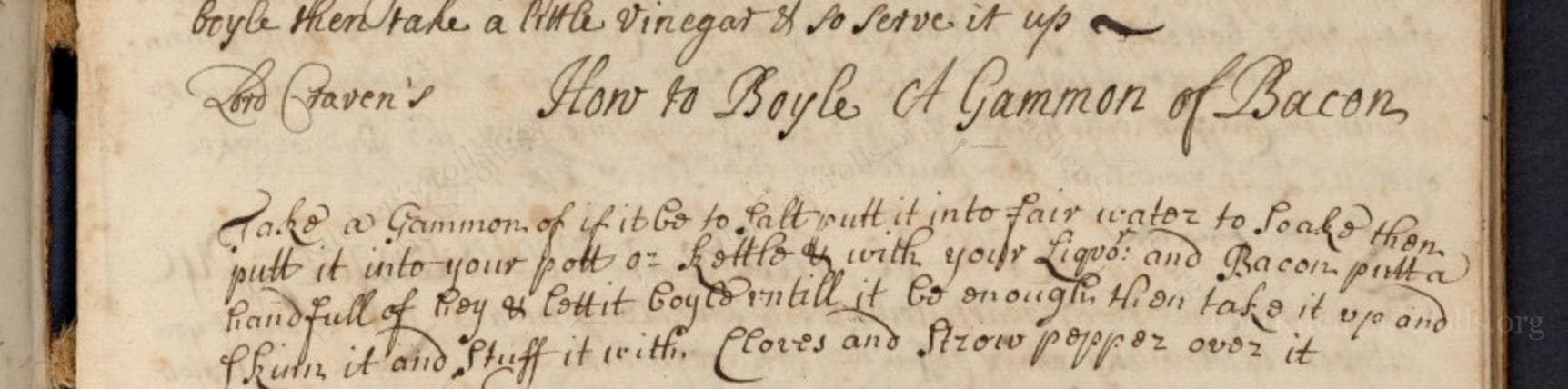 Lord Craven'S How To Boyle A Gammon Of Bacon