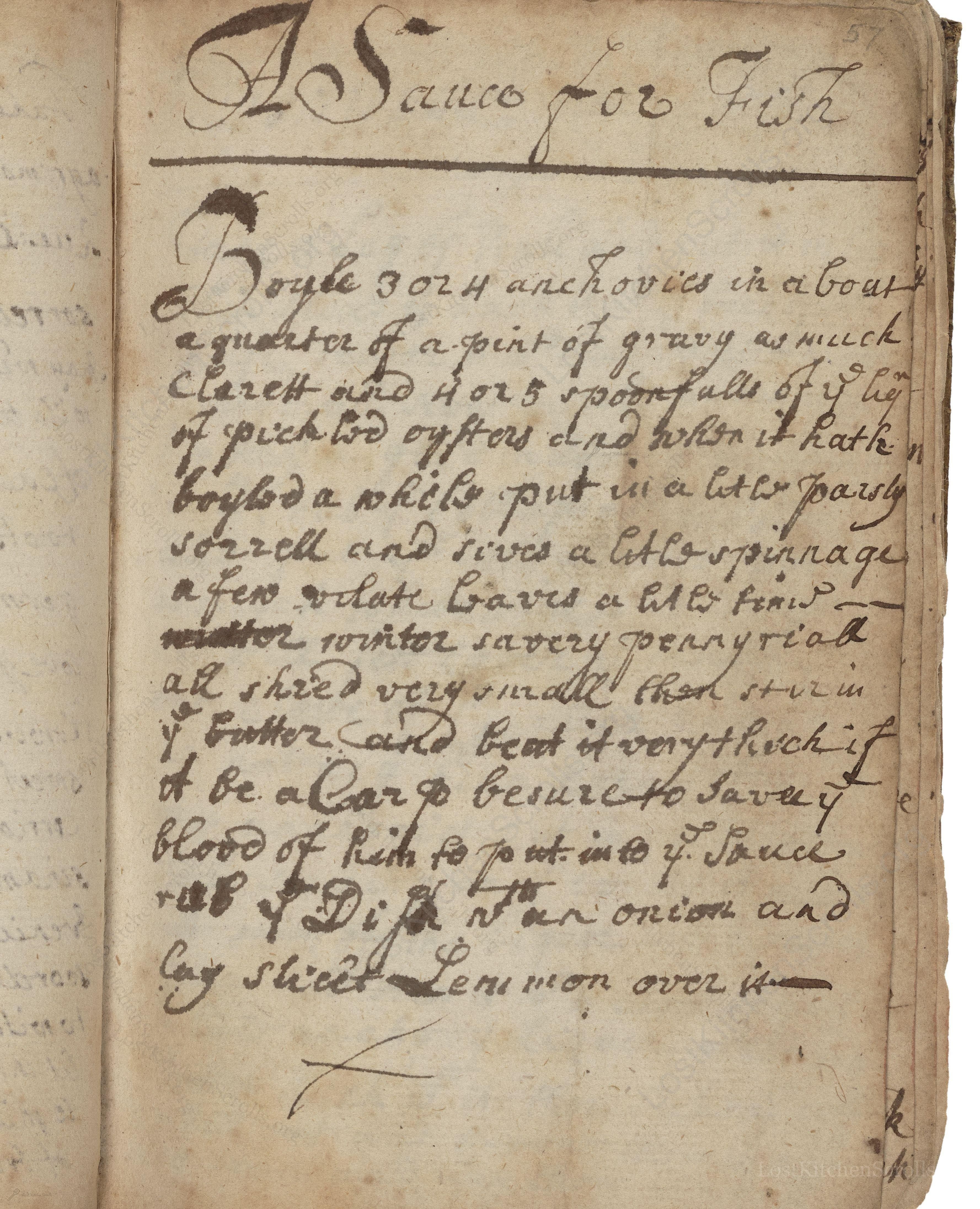 Historical recipe for A Sauce For Fish