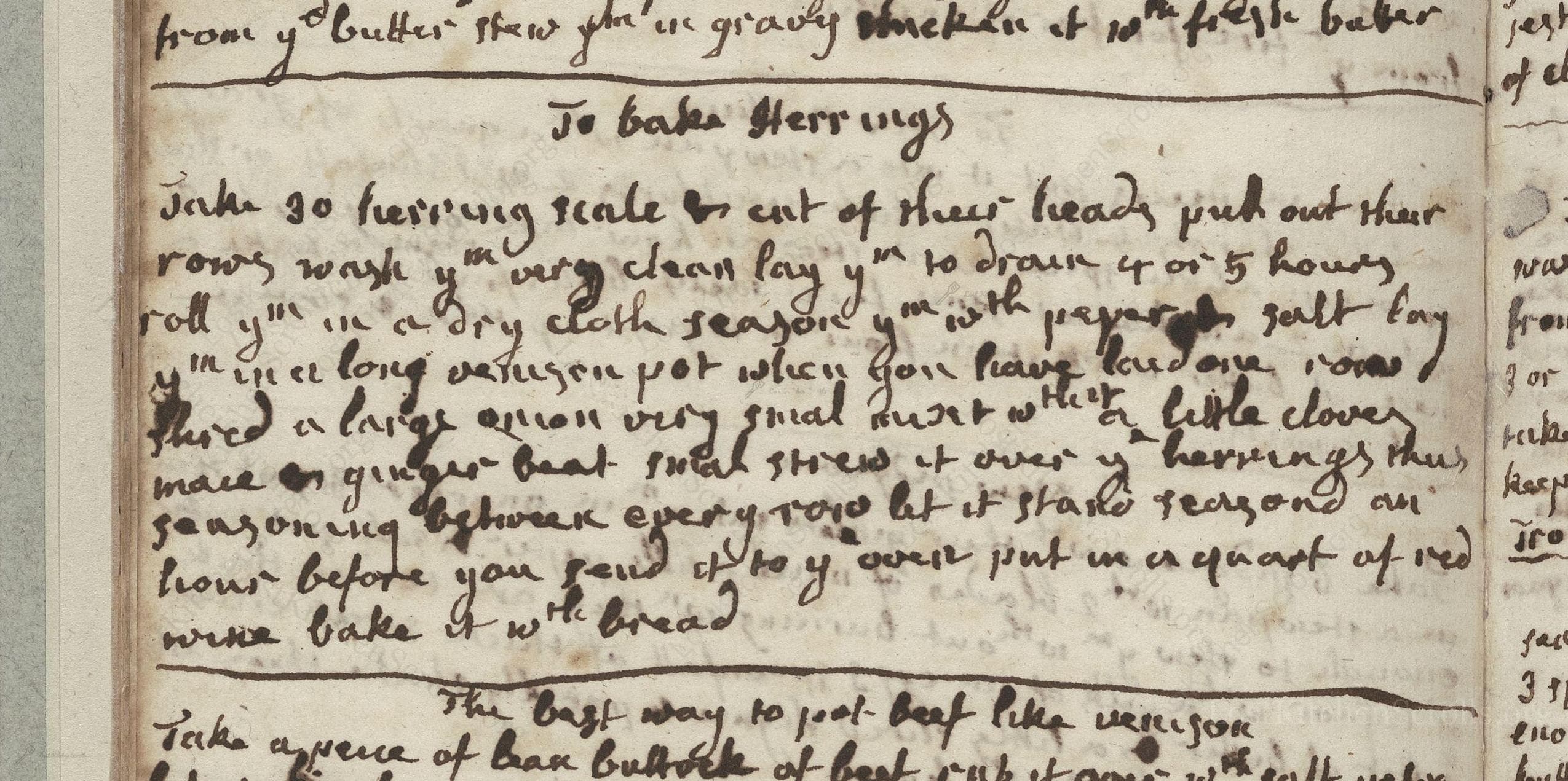 Historical recipe for To Bake Herrings