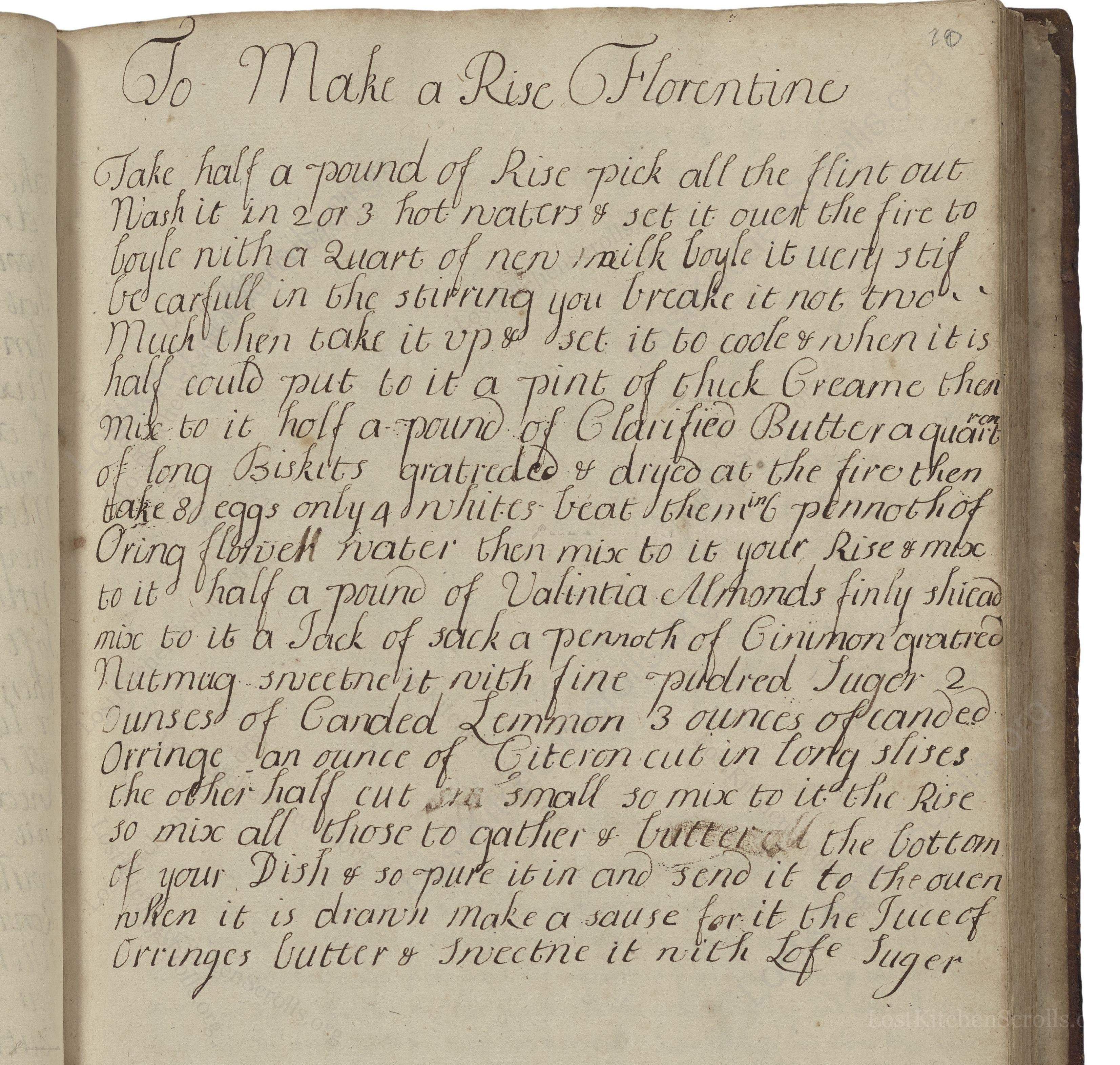 Historical recipe for To Make A Rise Florentine