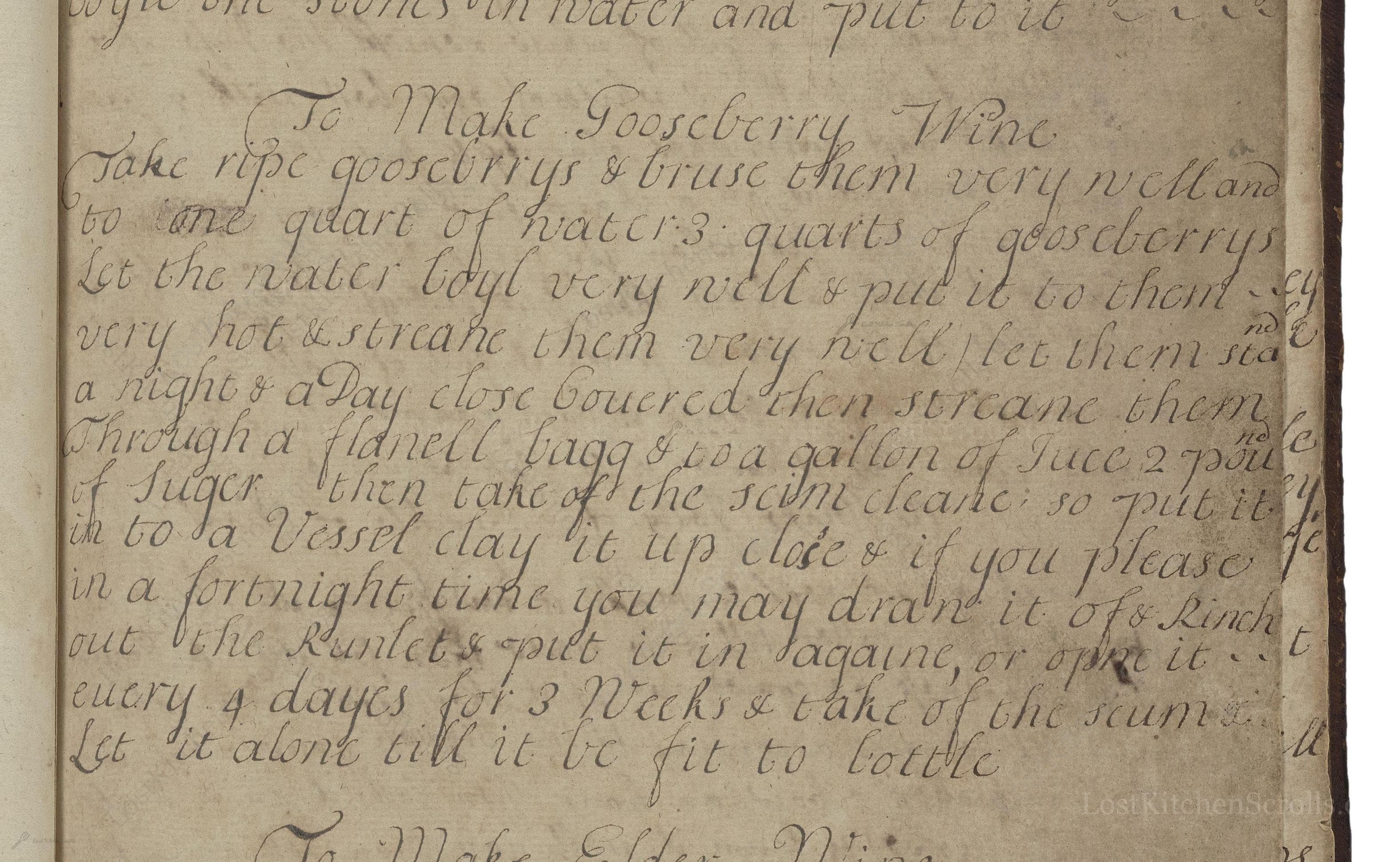 Historical recipe for To Make Gooseberry Wine
