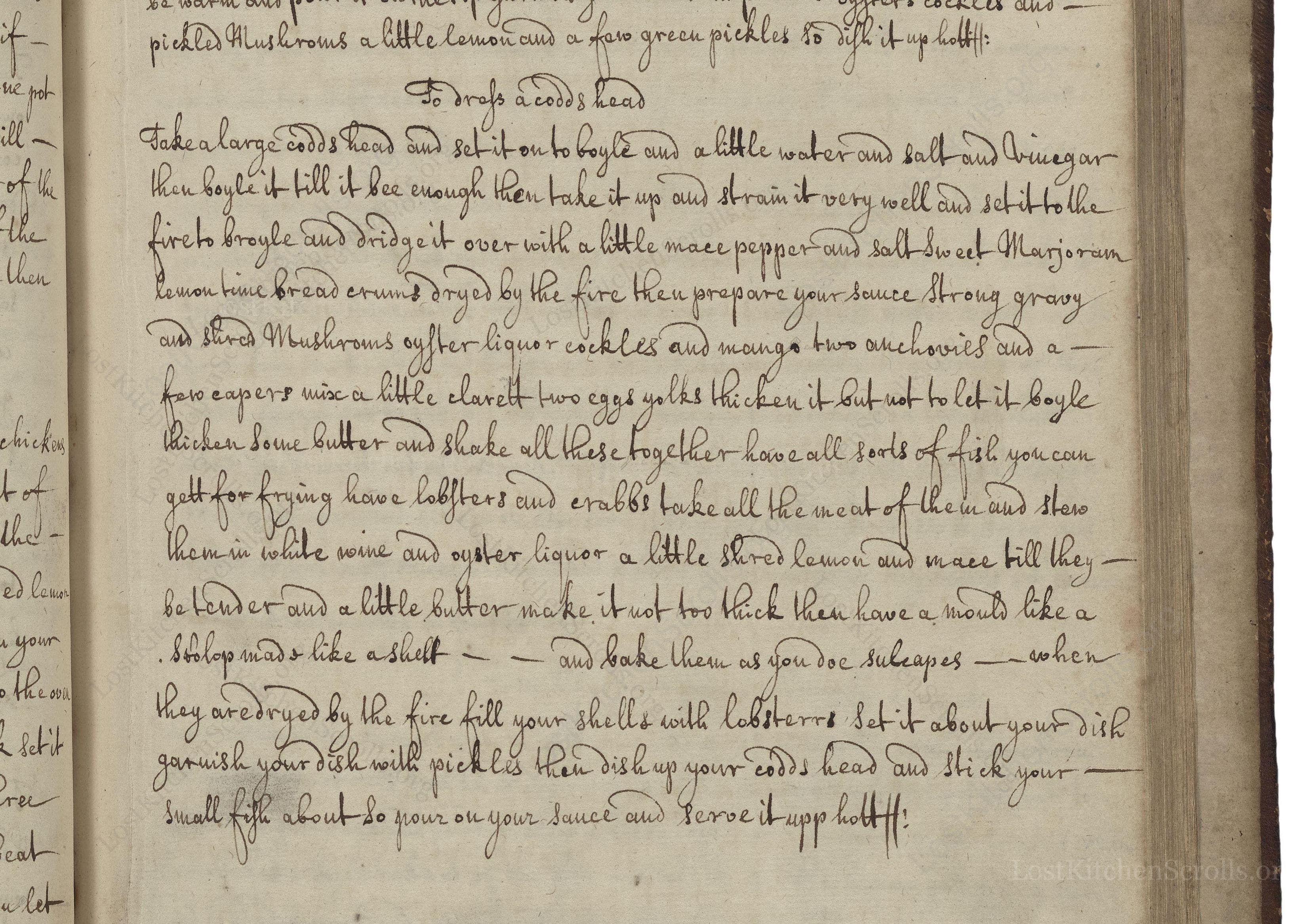 Historical recipe for To Dress A Codds Head
