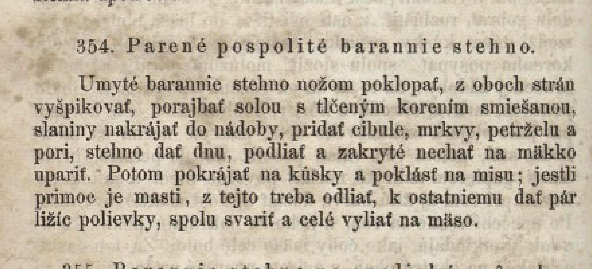 Historical recipe for Parené Pospolité Barannie Stehno