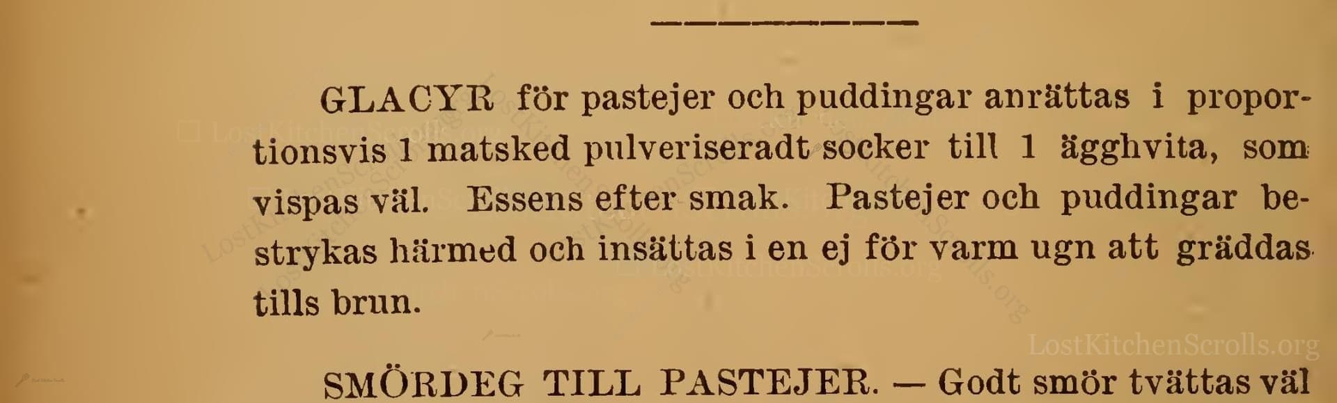 Glacyr För Pastejer Och Puddingar