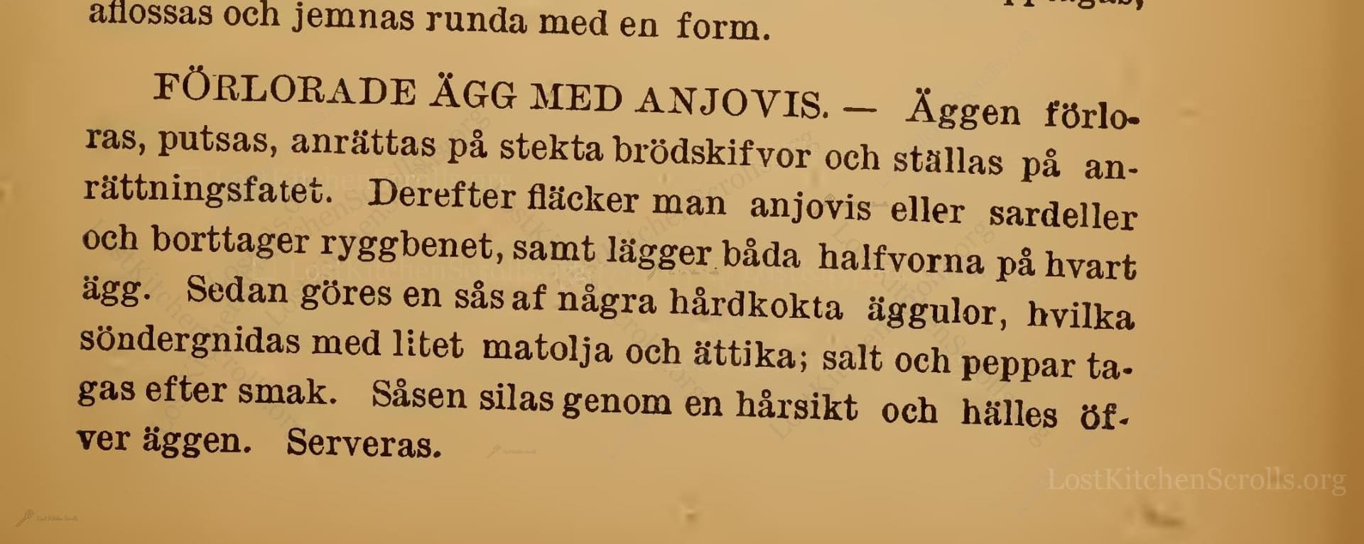 Förlorade Ägg Med Anjovis