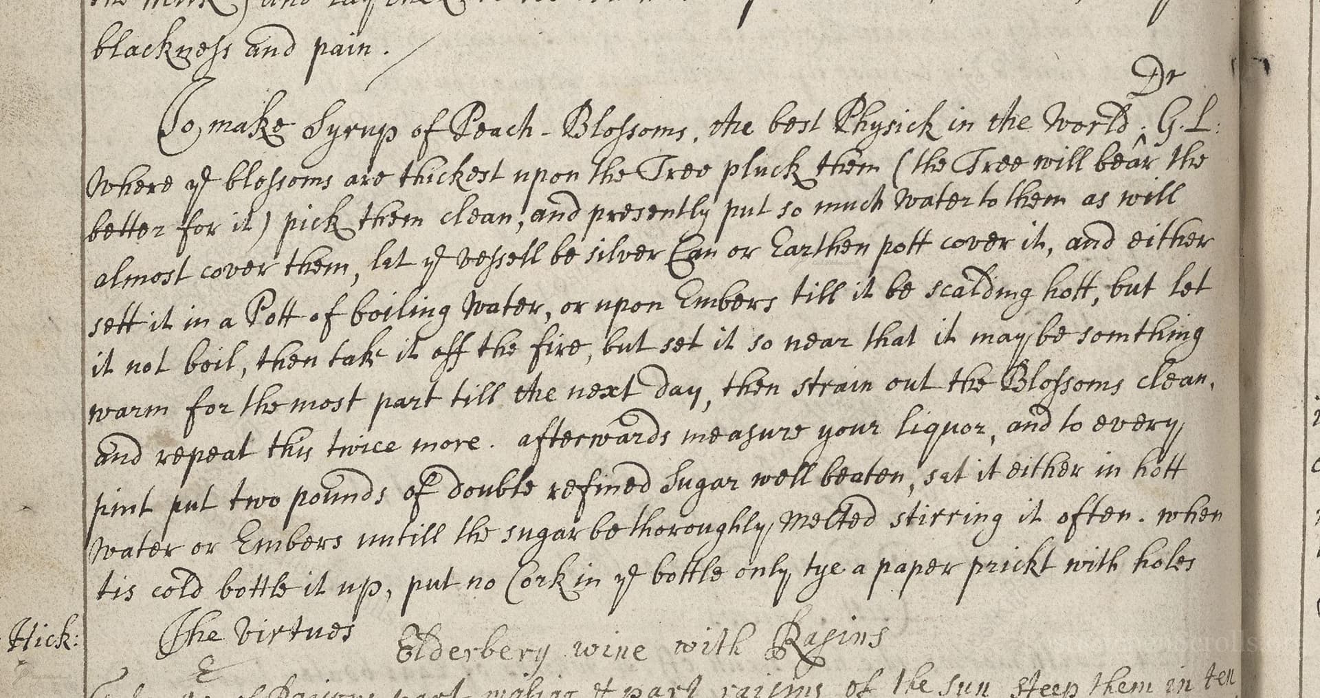To Make Syrup Of Peach-Blossoms, The Best Physick In The World G.L