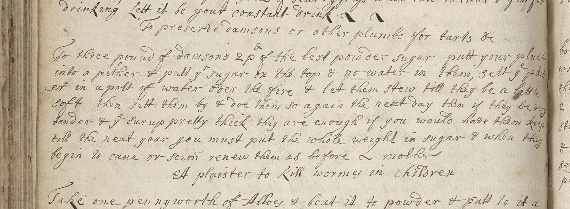 To Preserve Damsons Or Other Plumbs For Tarts &C