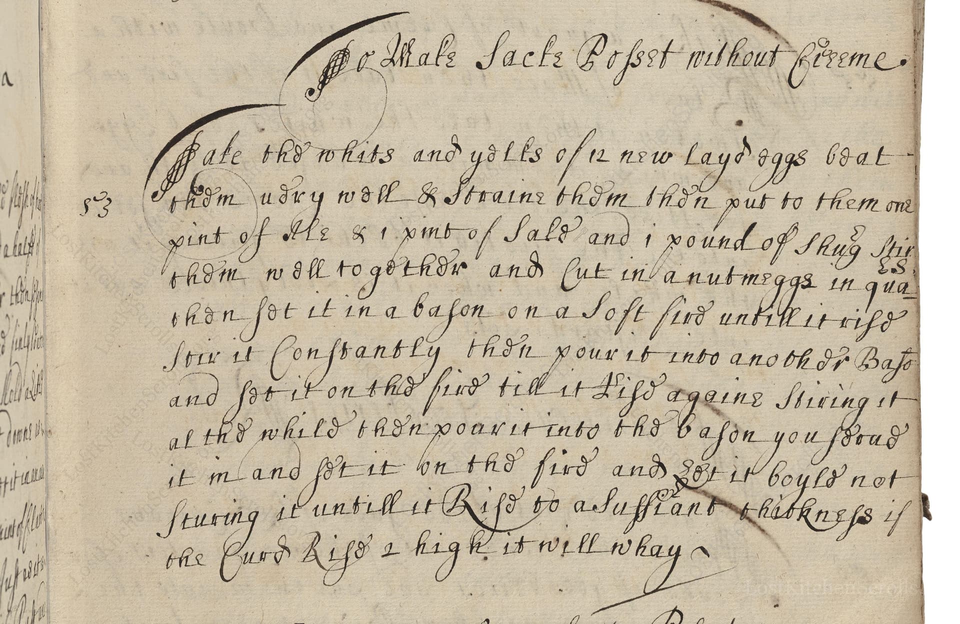 To Make Sacke Posset Without Creme