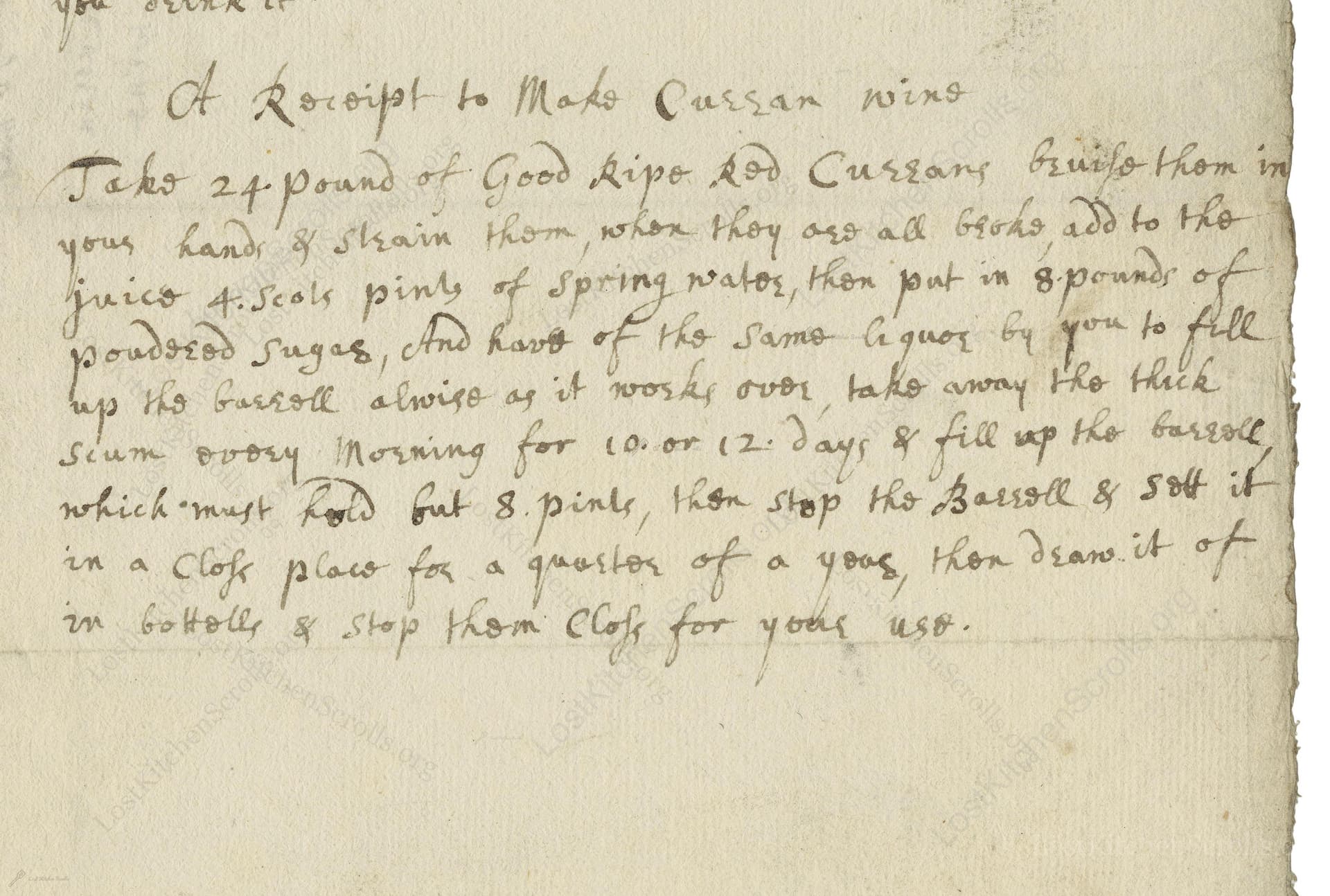 A Receipe To Make Curran Wine