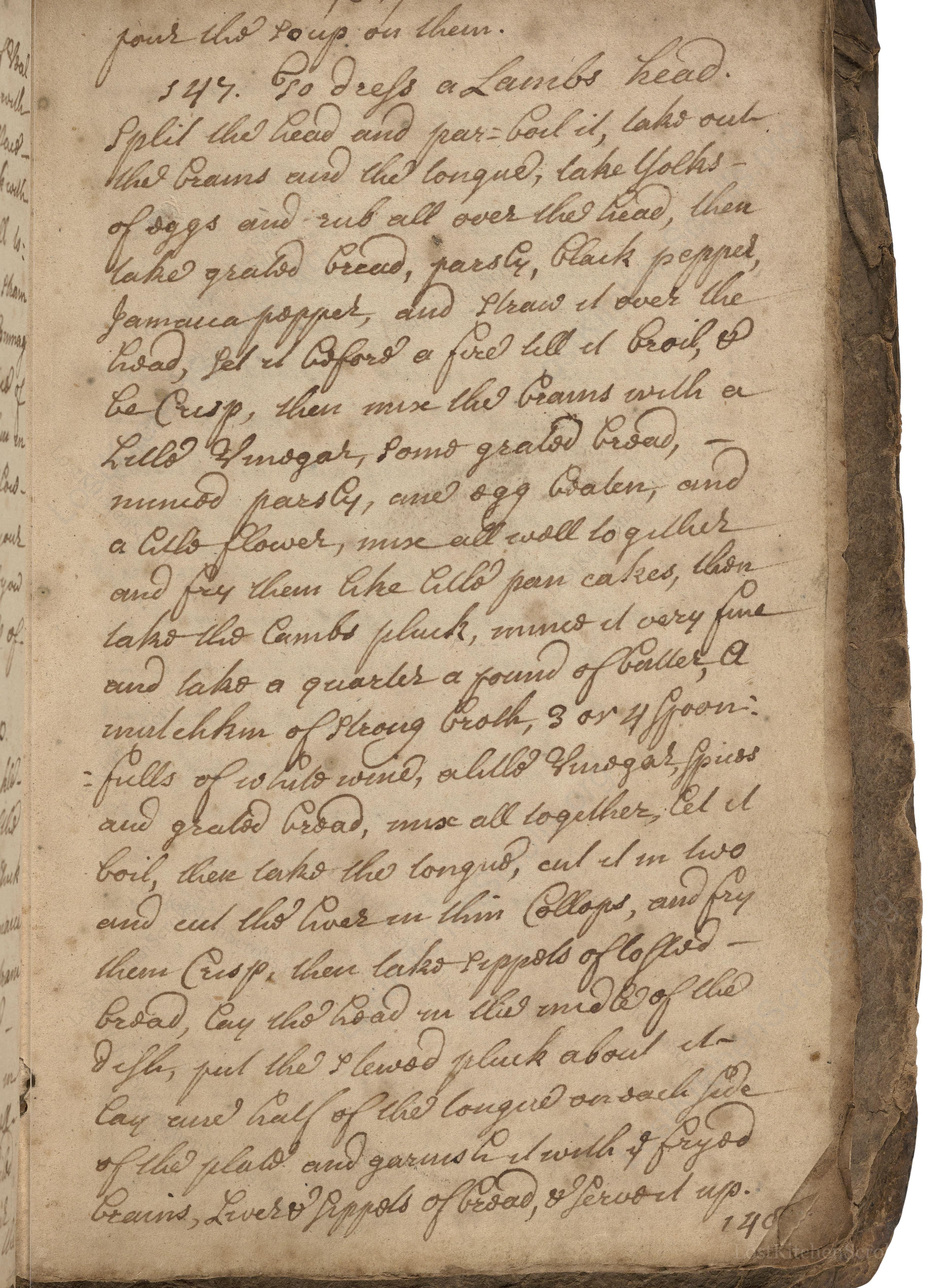 Historical recipe for To Dress A Lambs Head