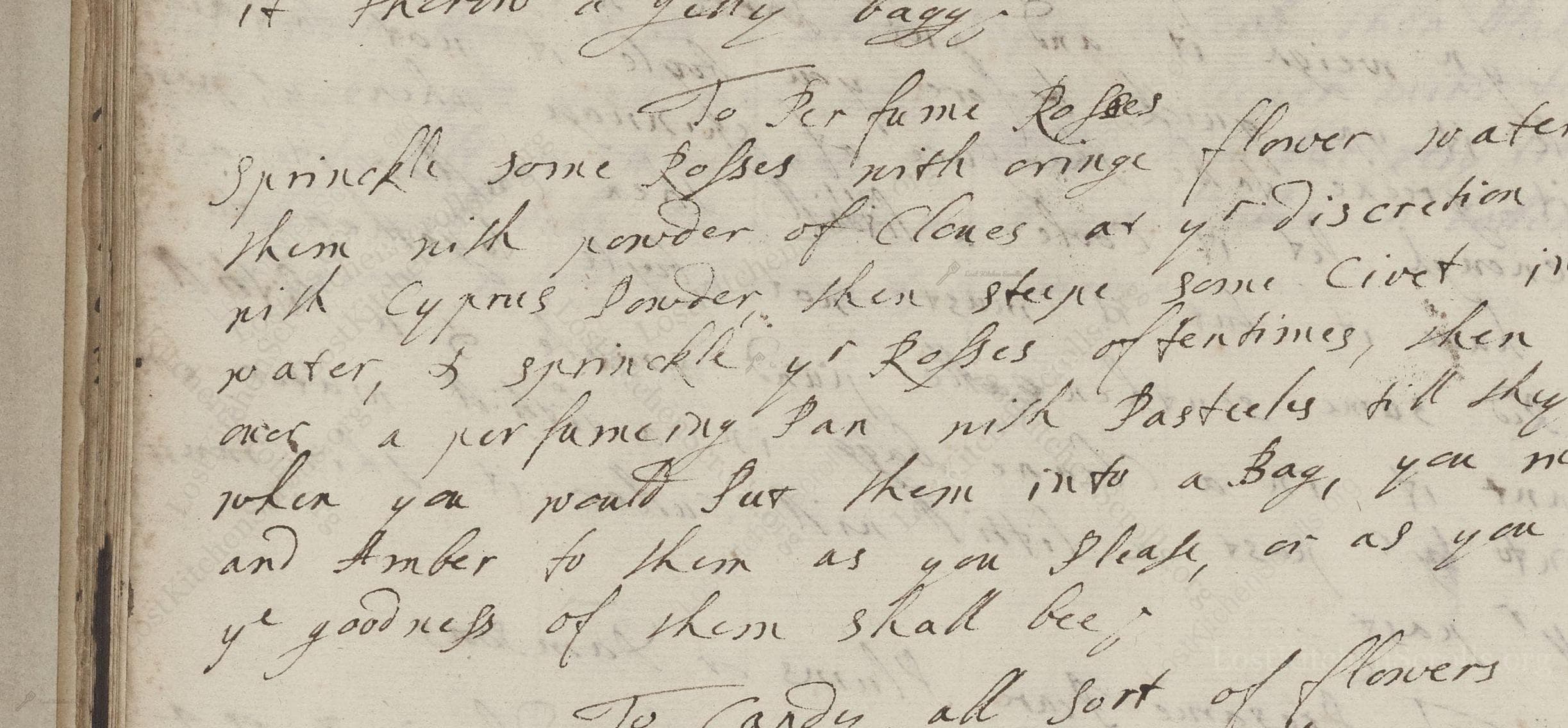 Historical recipe for To Perfume Roses